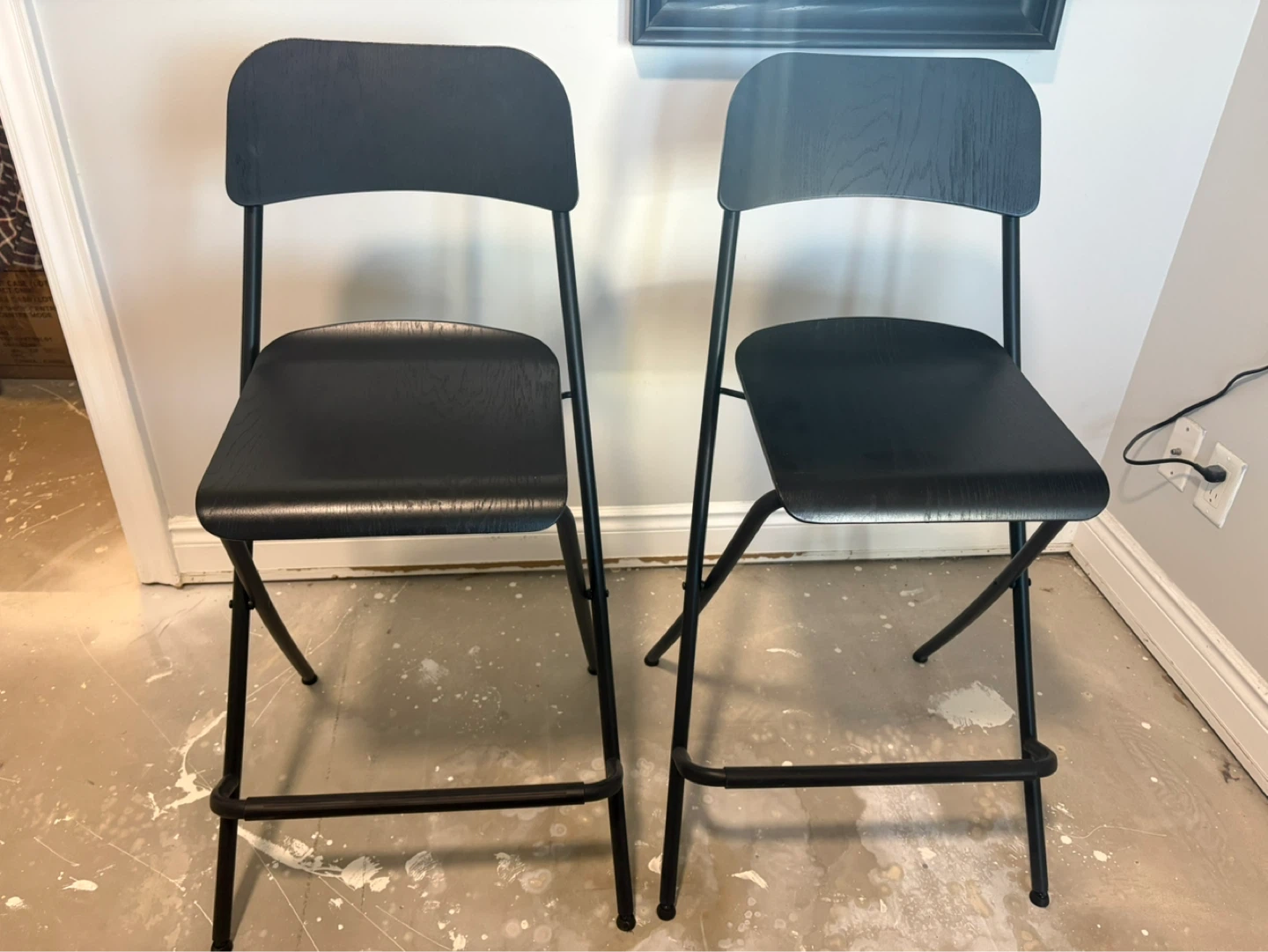 Black Folding Bar Stools (Set of 2)
