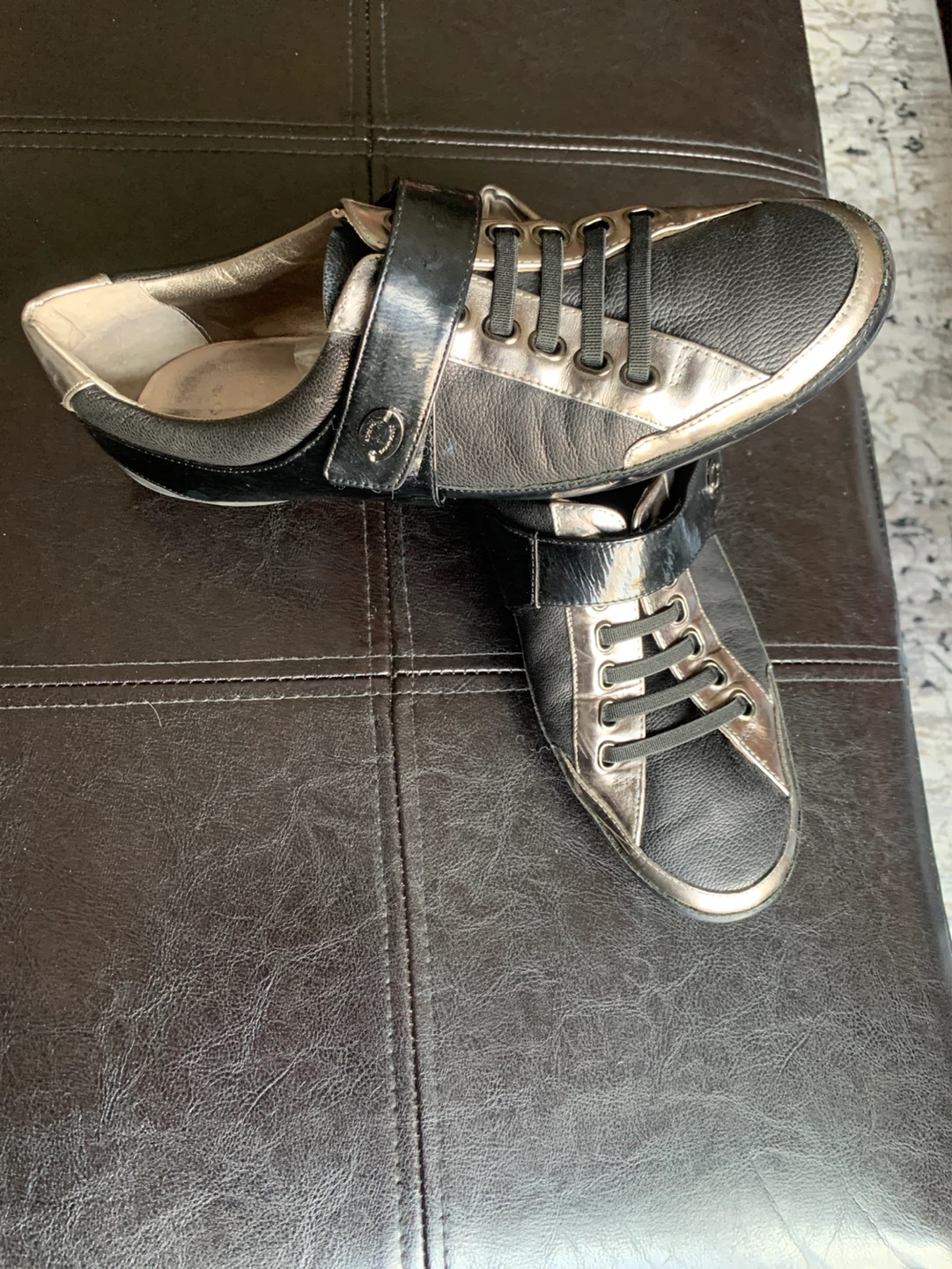 LADIES Leather Adolfo Domingues Black and Silver Athletic Shoes - photo 2