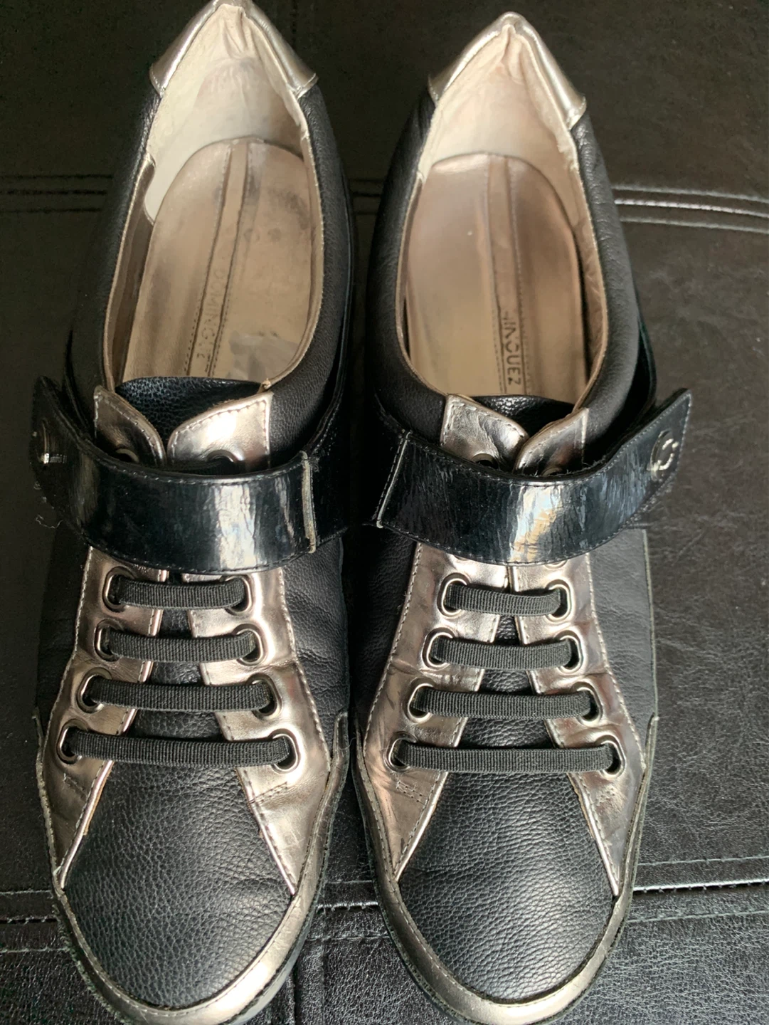 LADIES Leather Adolfo Domingues Black and Silver Athletic Shoes - photo 5