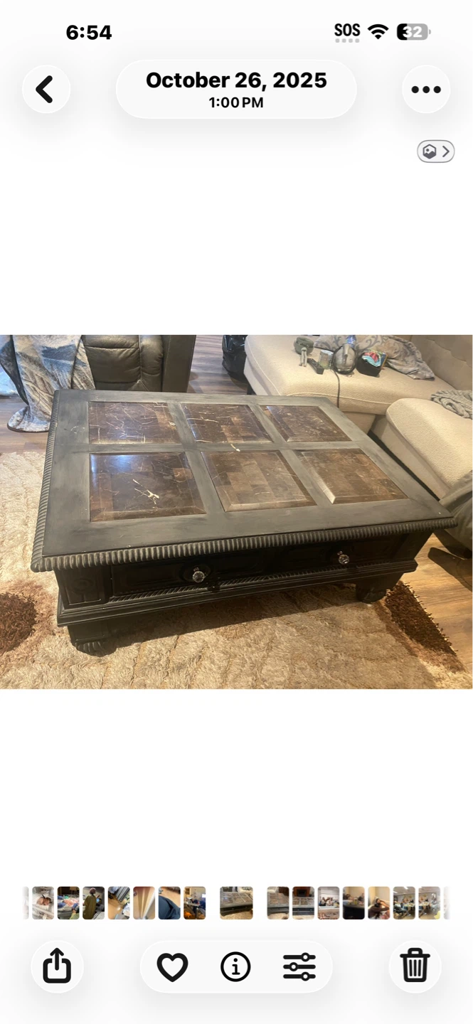 Coffee Table with Decorative Inlay and Drawers - photo 3