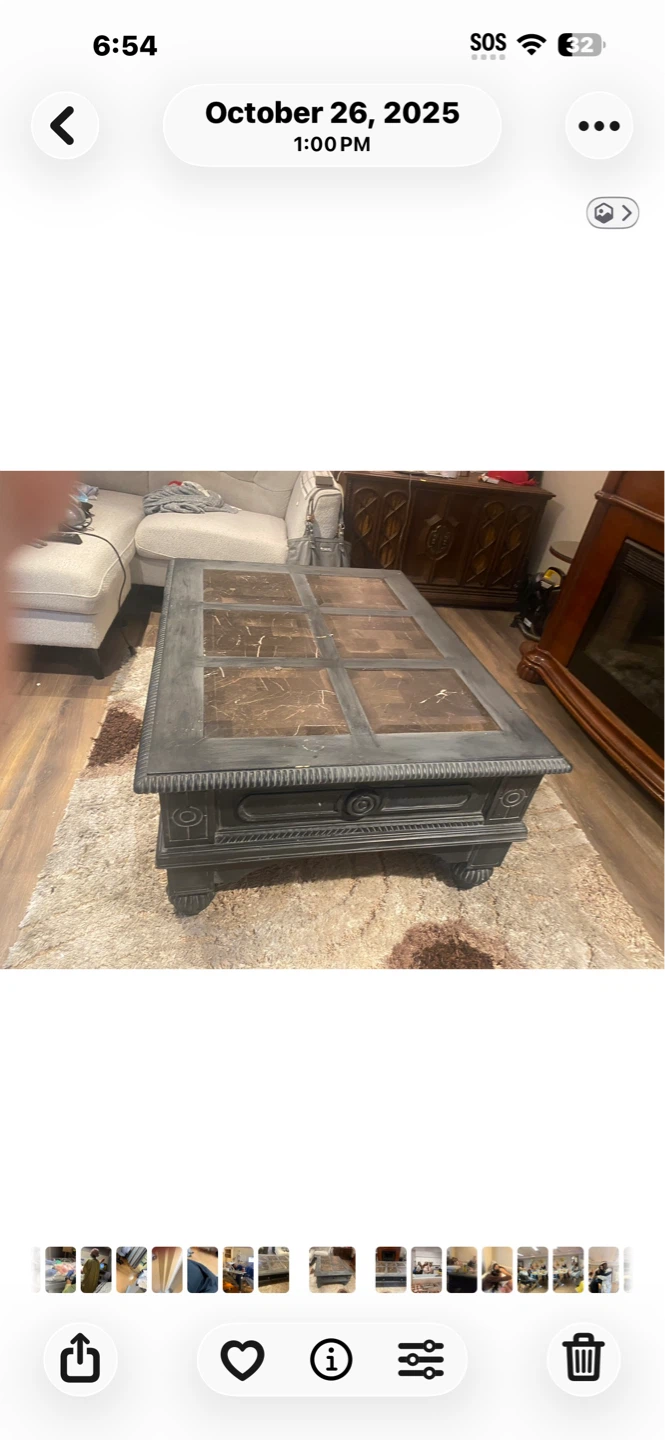Coffee Table with Decorative Inlay and Drawers - photo 2