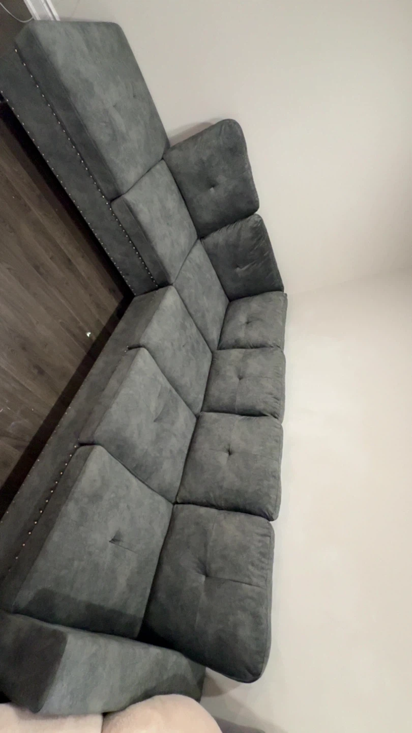 Grey Sectional Sofa with Ottoman - photo 3