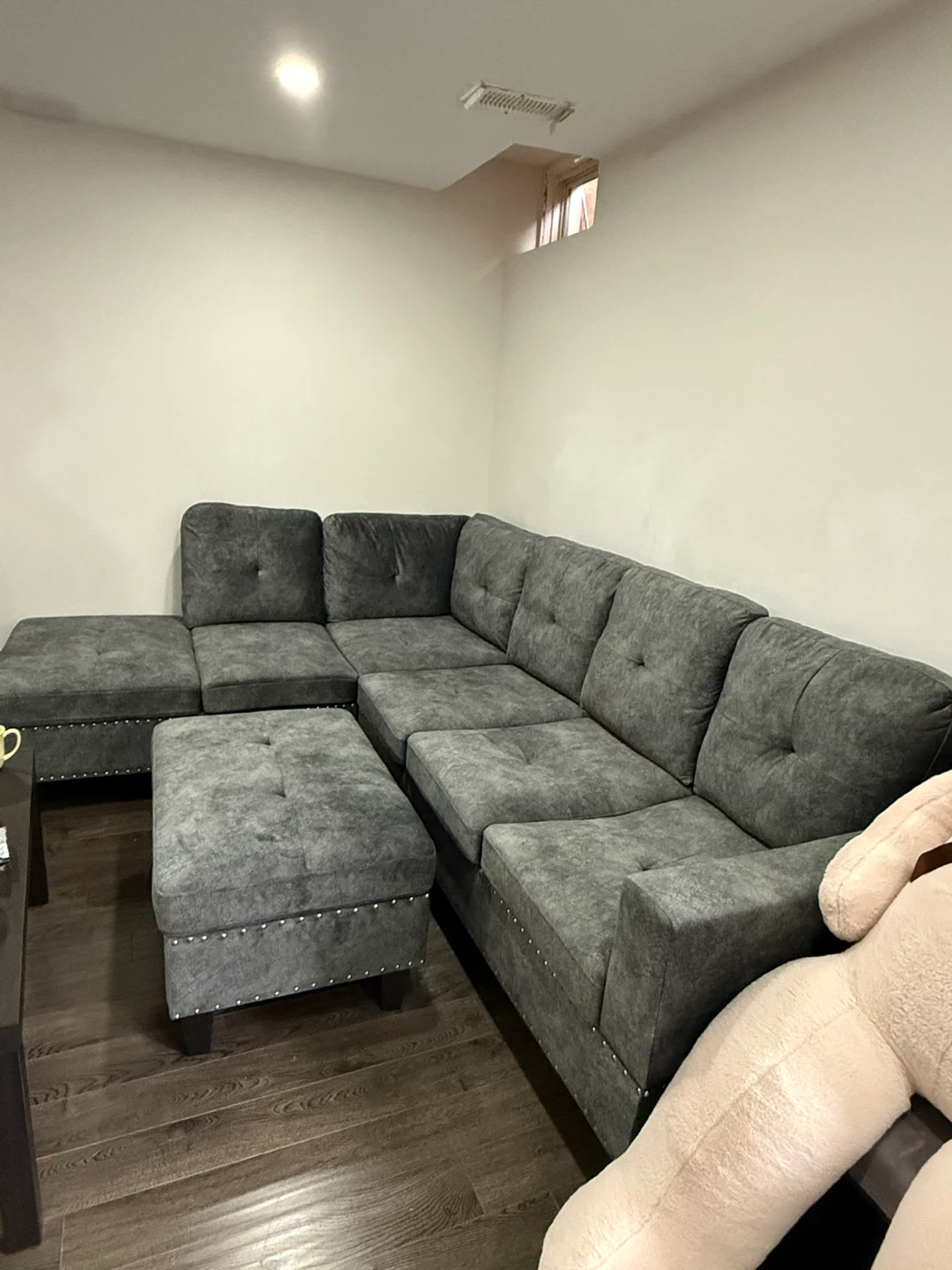 Grey Sectional Sofa with Ottoman