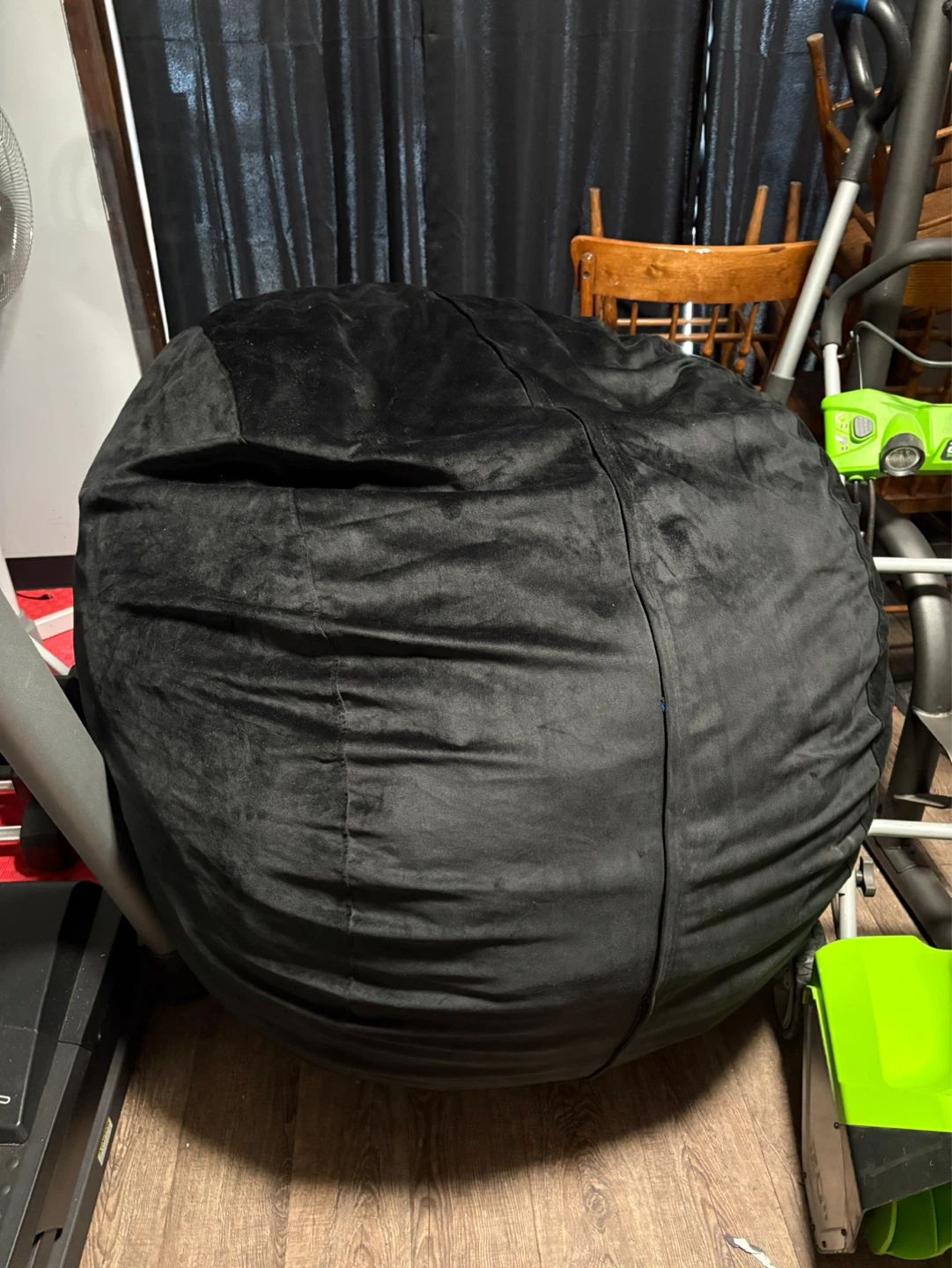 Black Velvet Bean Bag Chair - photo 2