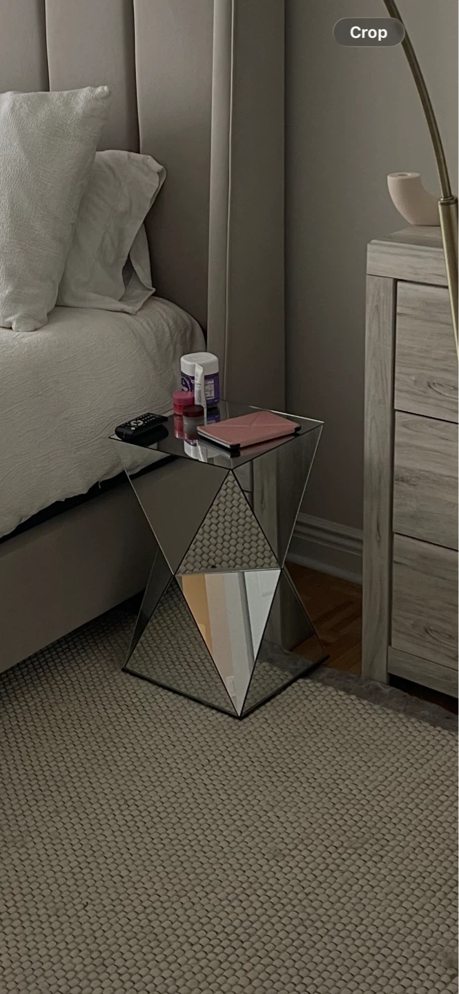 Set of 2 Mirrored Geometric Accent Table