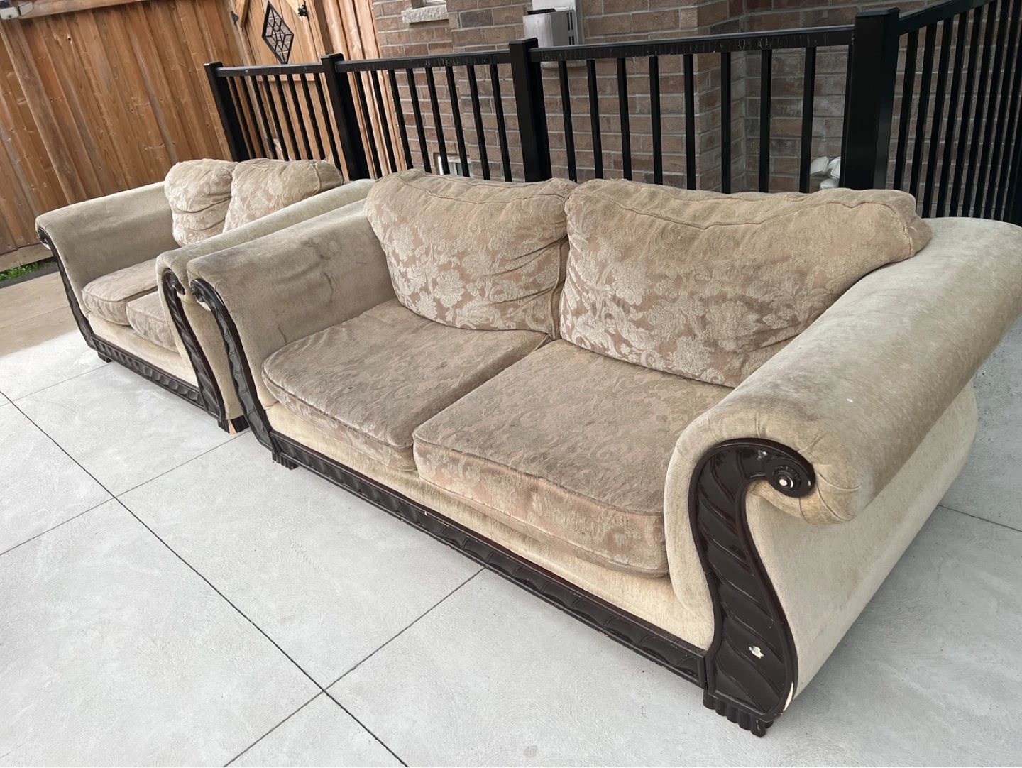 Beige Sofa and Loveseat Set for sale