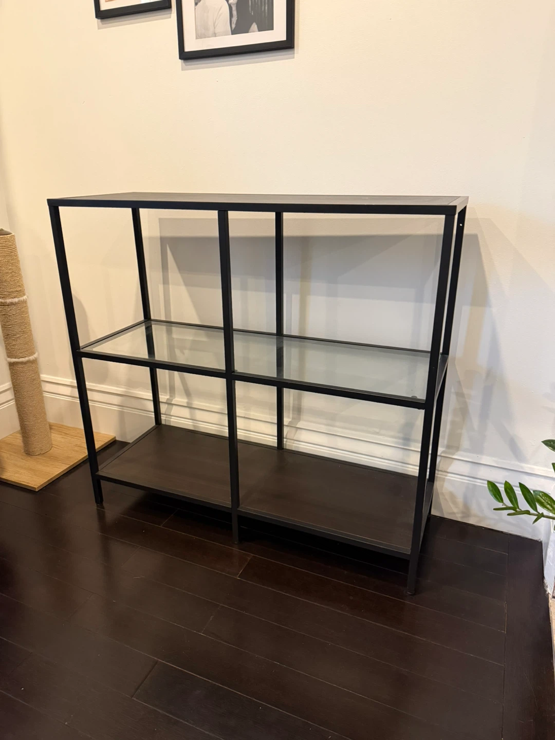 IKEA VITTSJÖ Shelf Unit - Black-Brown/Glass
