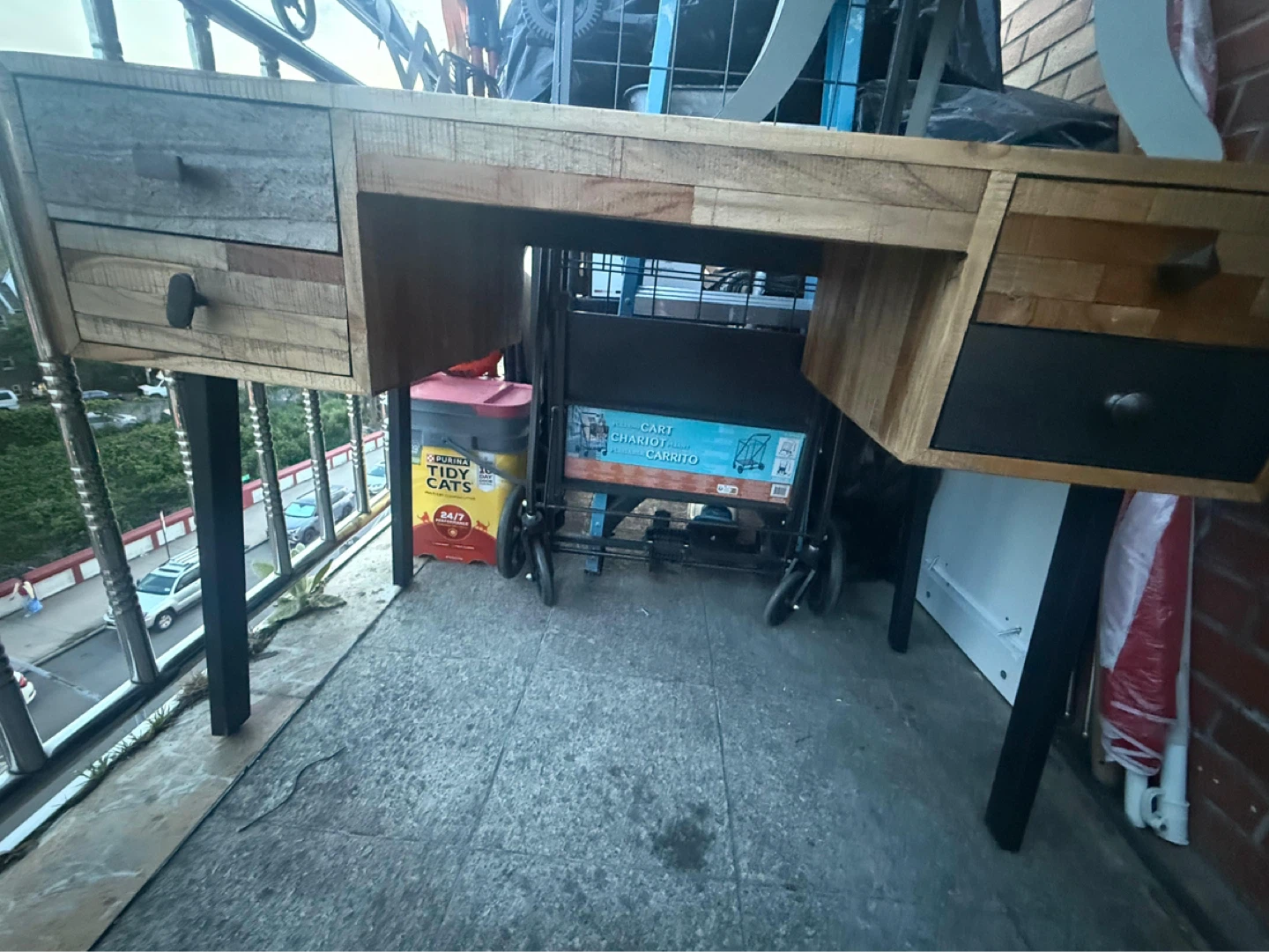 Wood Desk with Drawers