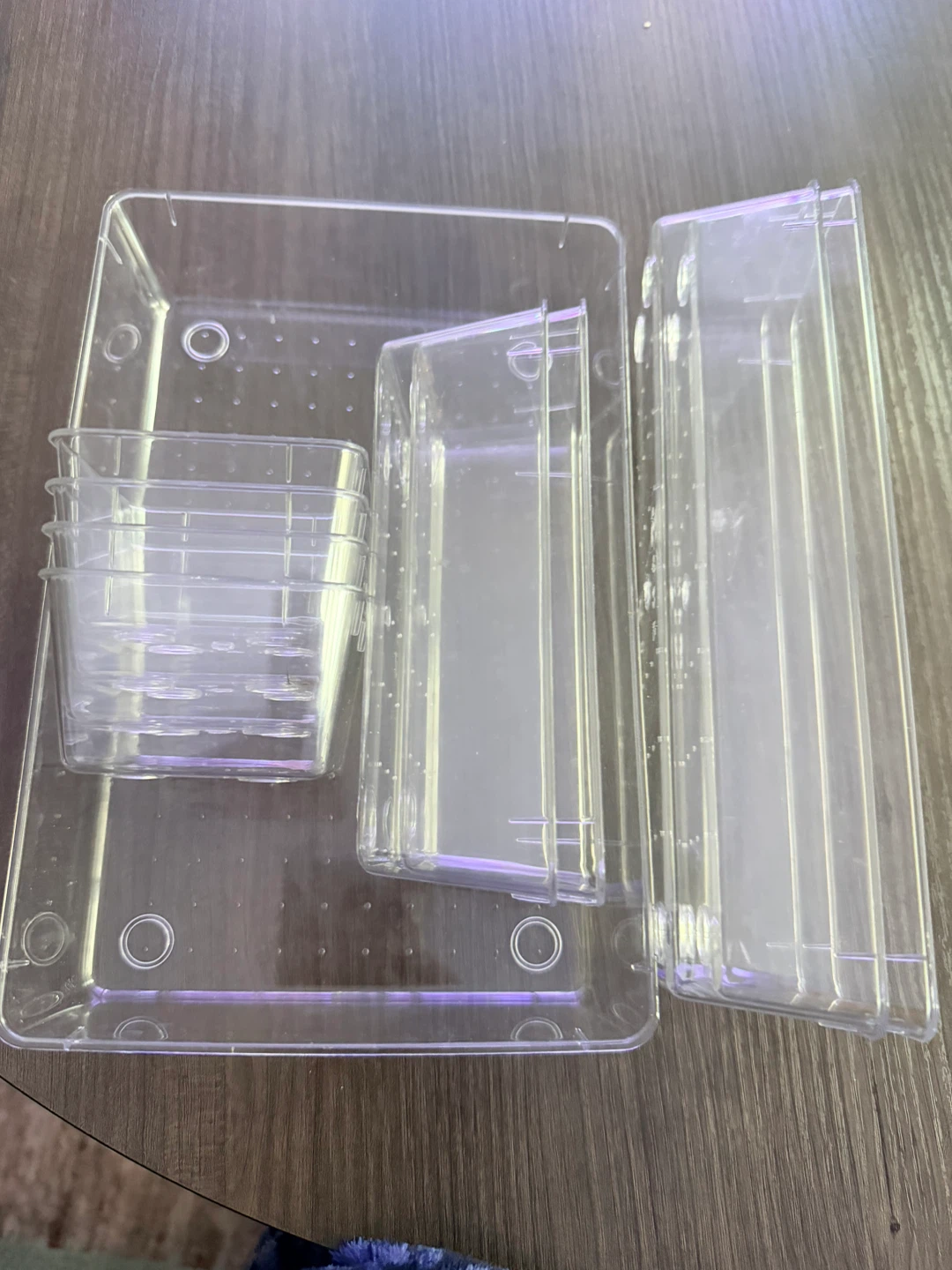 9pcs Clear Plastic Storage Bins Set 4 sizes