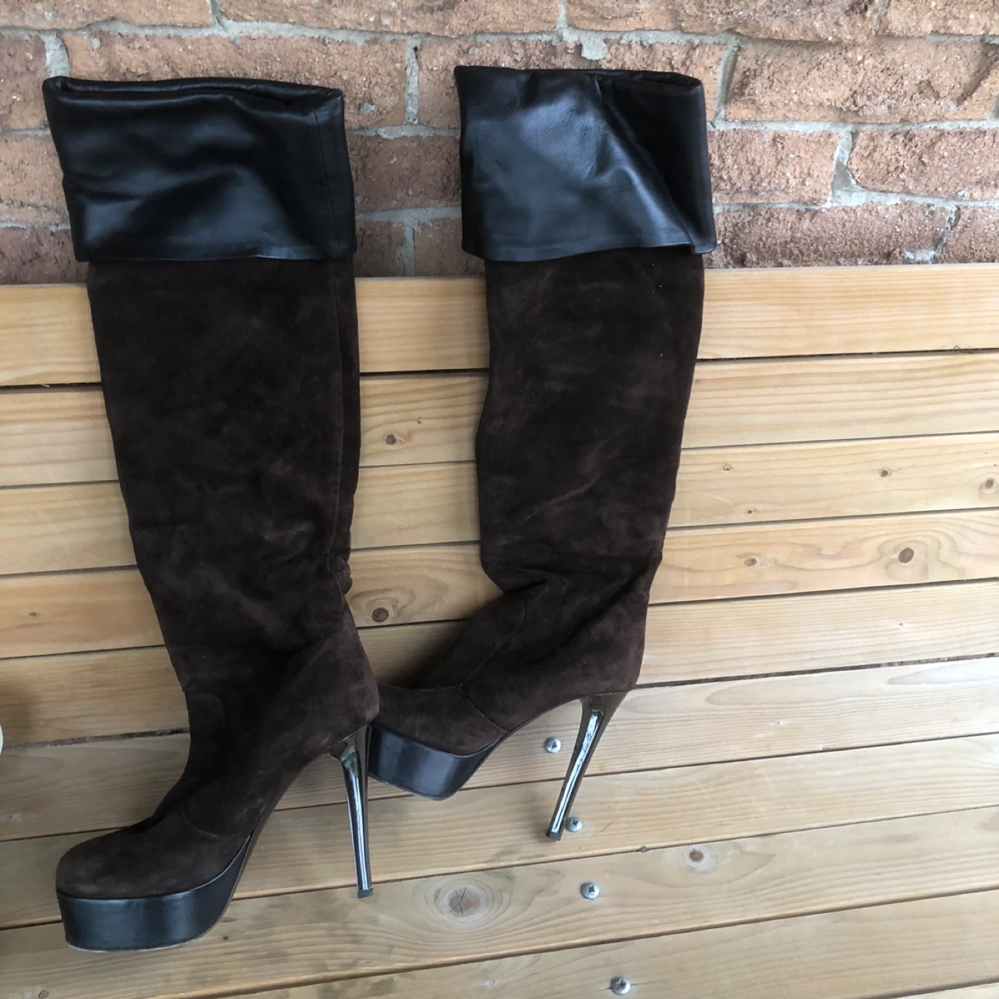 Giuseppe Zanotti Brown Suede Over-the-Knee Boots Size 37.5