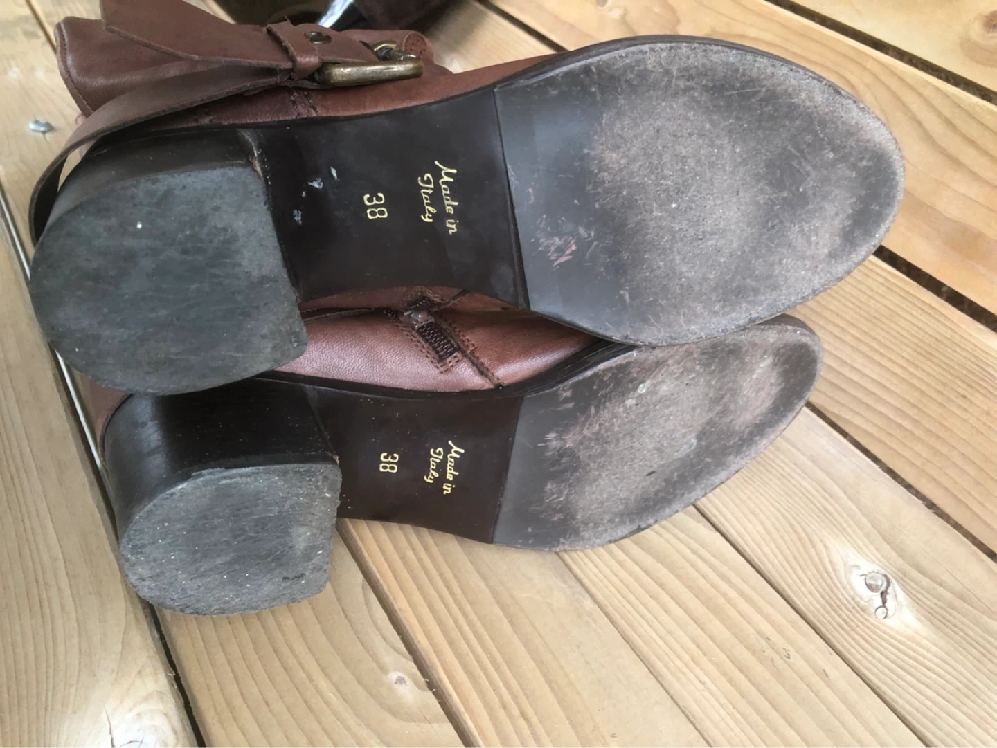 Brown Leather Knee-High Boots Size 38 - photo 2
