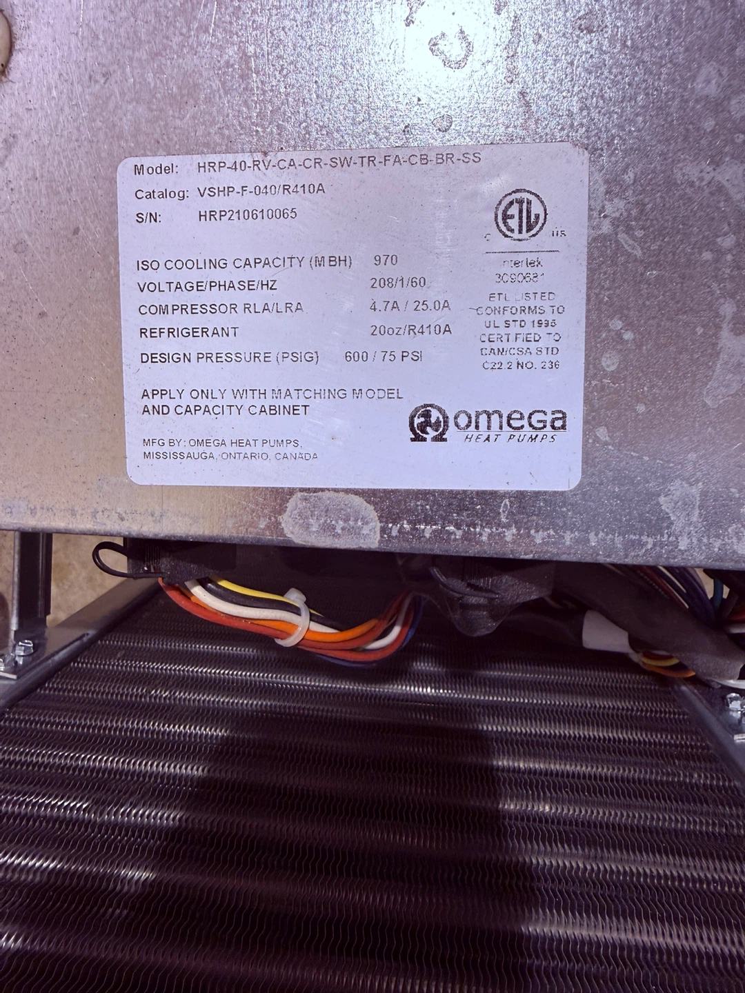 Omega Heat Pumps VSHP-F-040-RV-CA-CR-SW-TR-FA-CB-BR-SS
