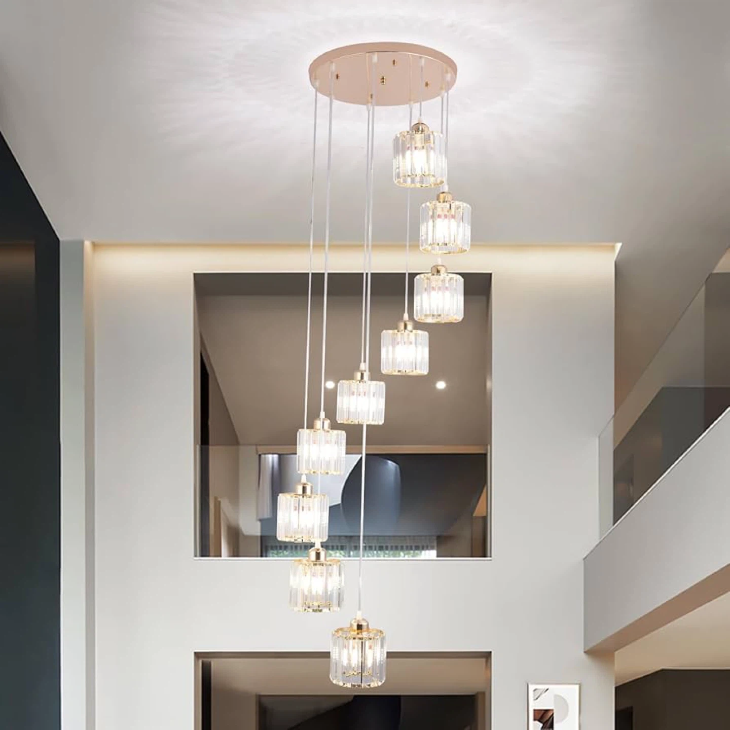 High Ceilings Long Chandeliers Modern Crystal Pendant Light - photo 2