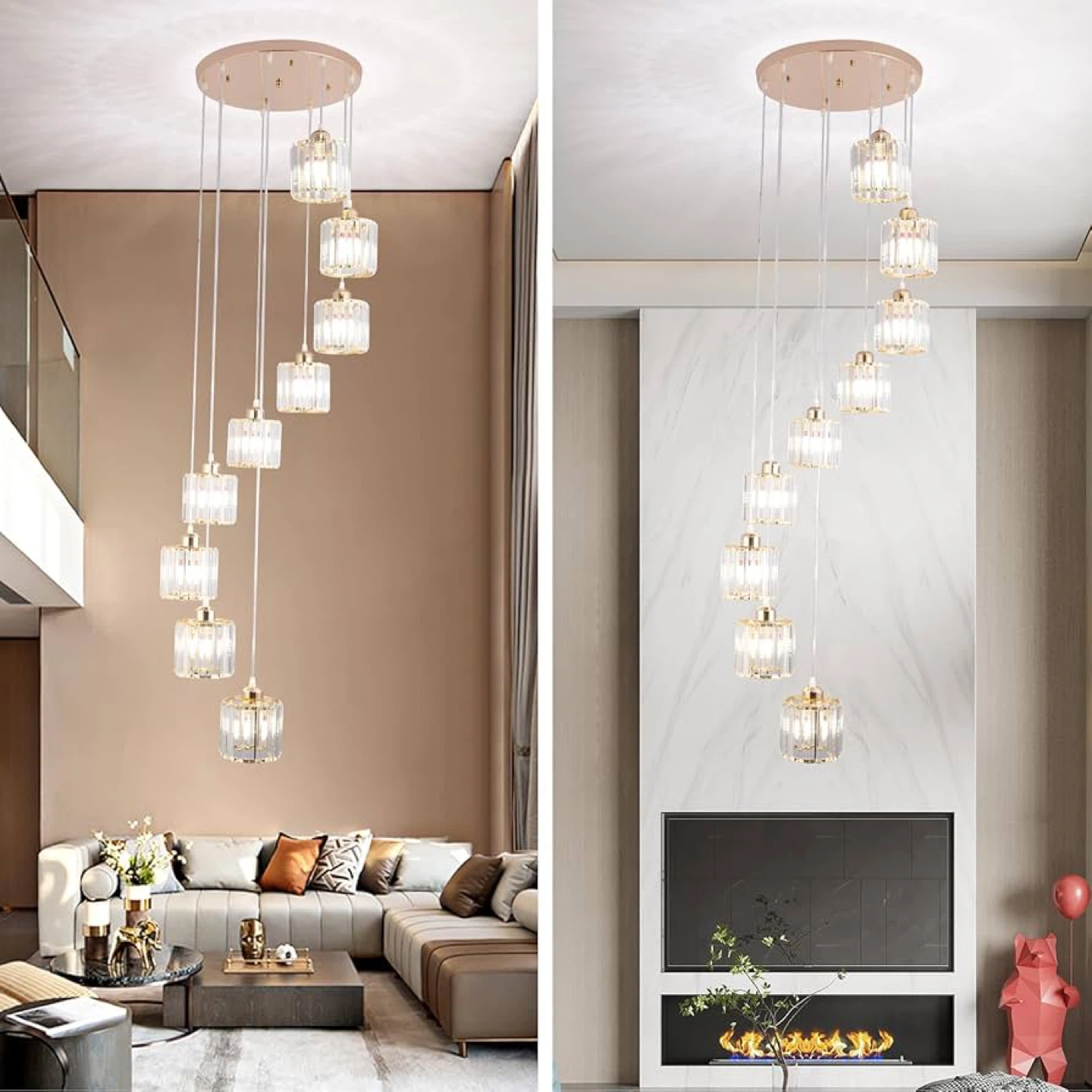 High Ceilings Long Chandeliers Modern Crystal Pendant Light - photo 3