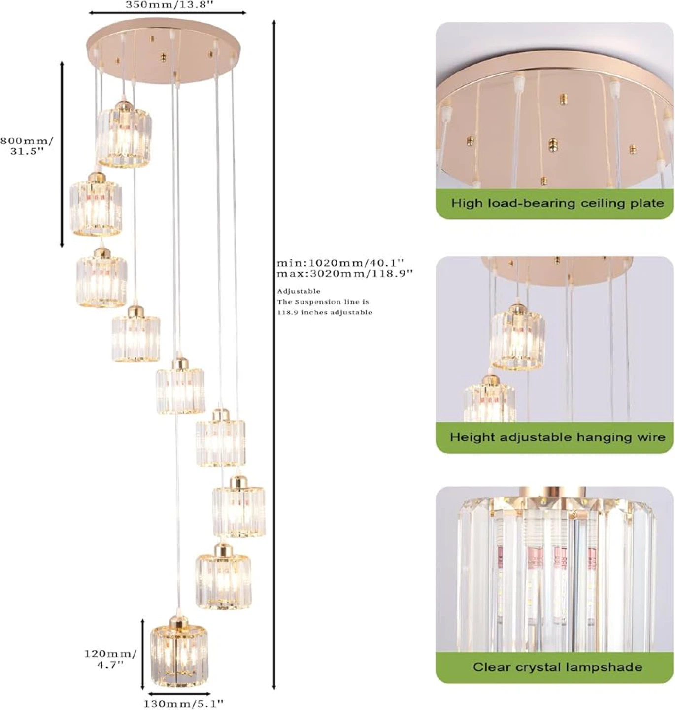 High Ceilings Long Chandeliers Modern Crystal Pendant Light - photo 4