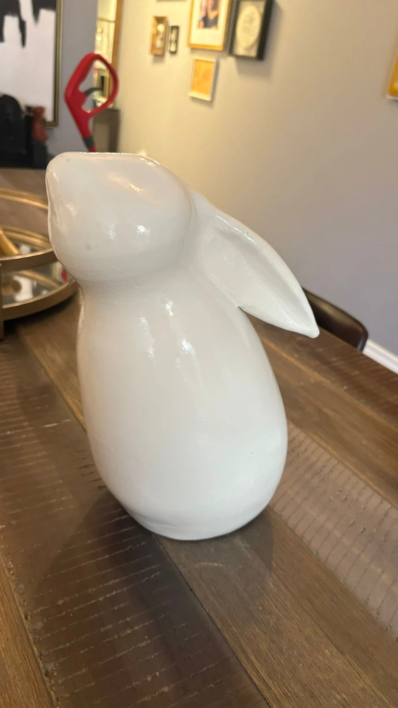 White Bunny Ceramic Vase