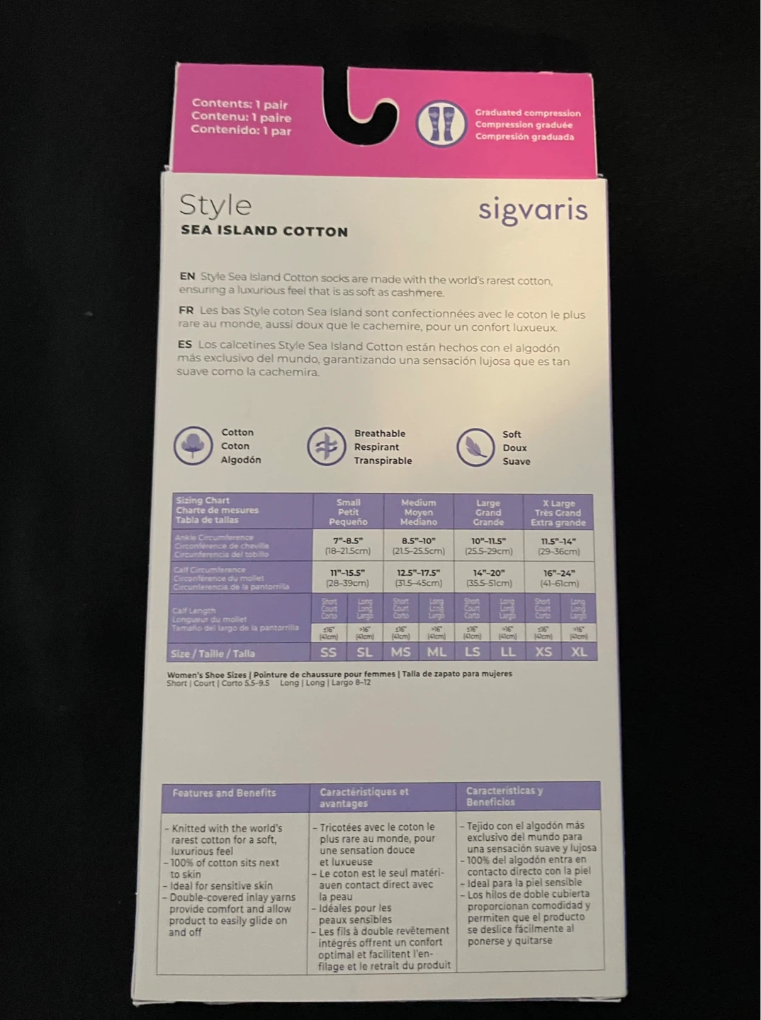 Sigvaris Cotton Compression Socks (MS) - Brand New - photo 2