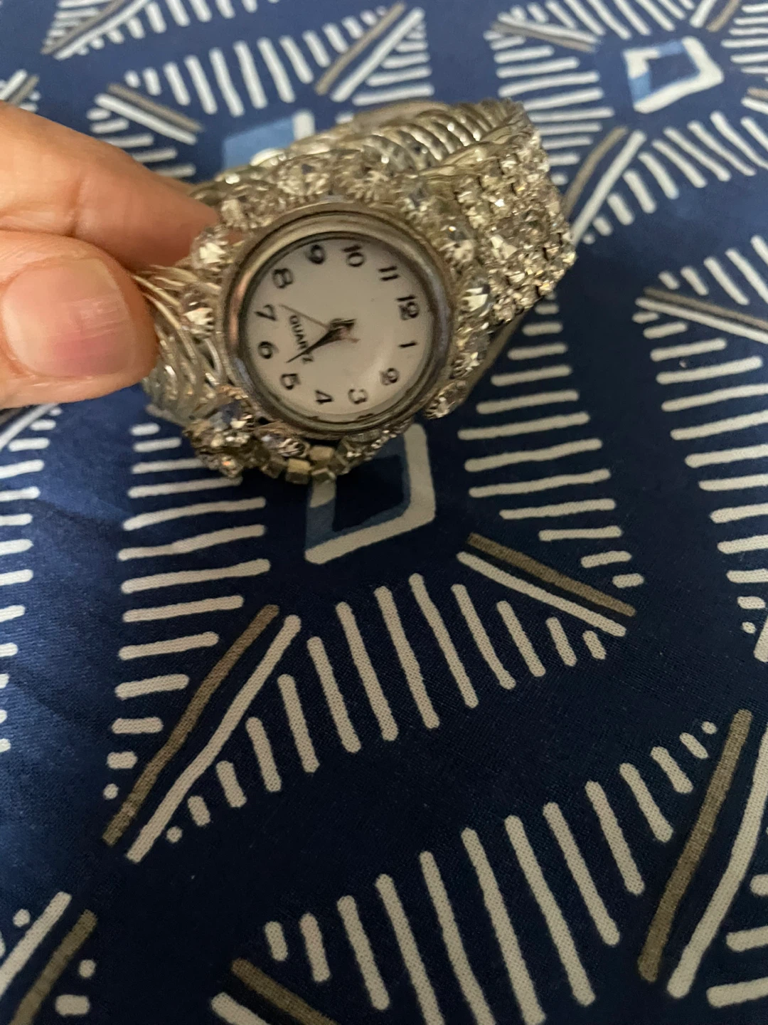 Silver Tone Crystal Accent Quartz Watch