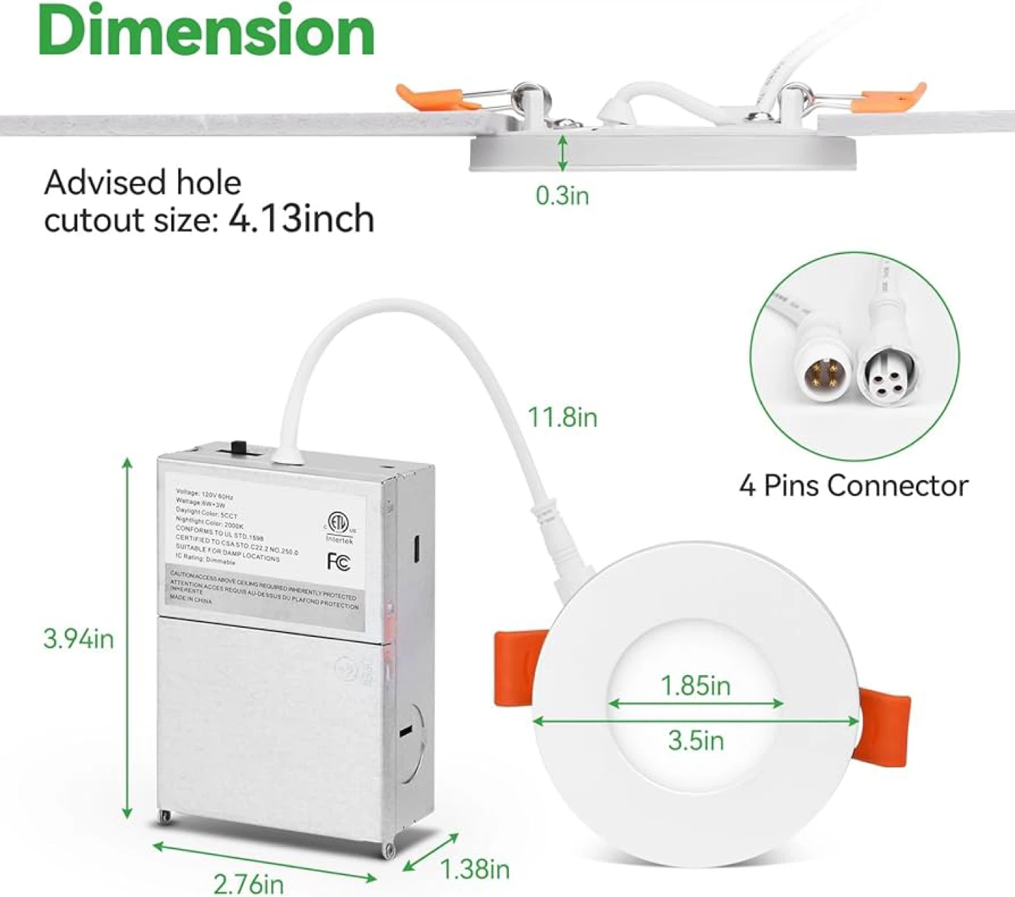 3 Inch LED Recessed Lights - Pack of 6 - photo 3