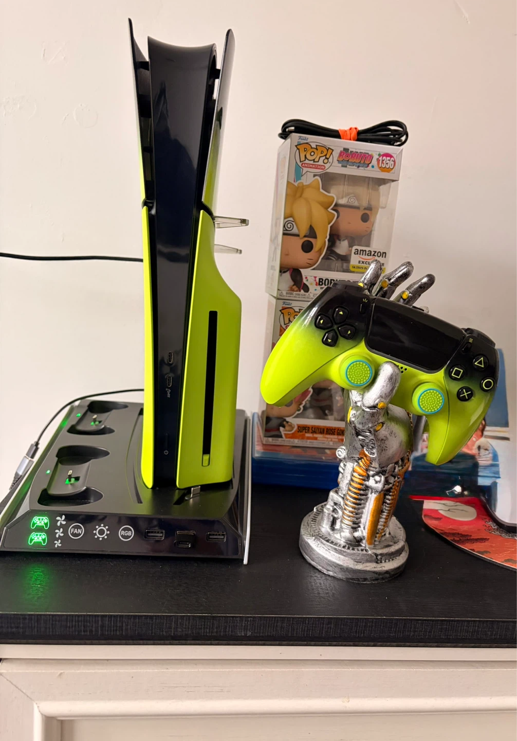 Custom Lime Green and Black Sony PlayStation 5 Console - photo 5