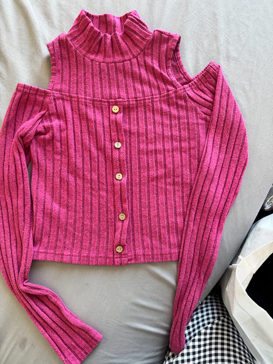 Pink Cold Shoulder Mock Neck Sweater