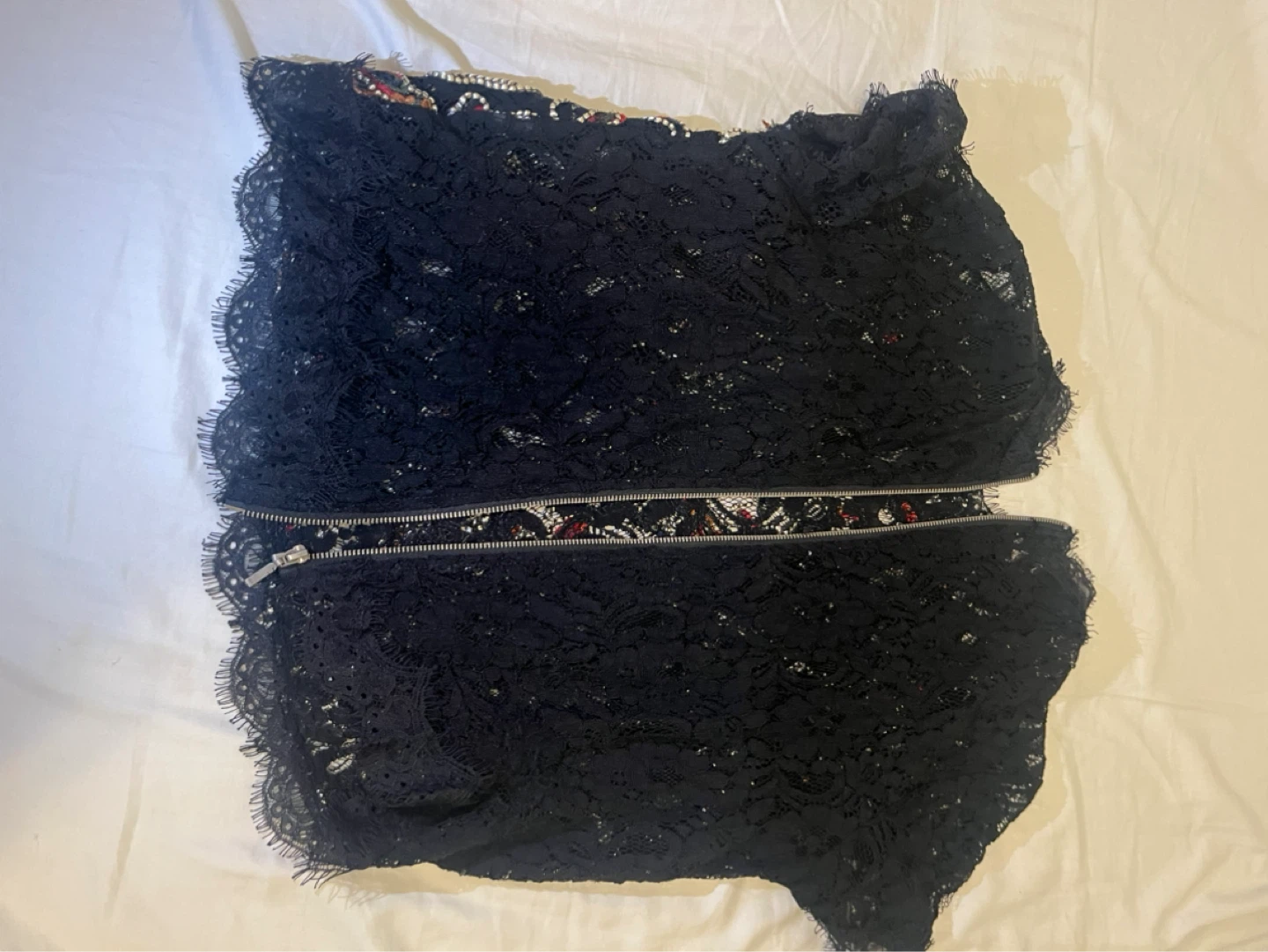 Zara Black Lace Top with Zipper Detail - photo 2
