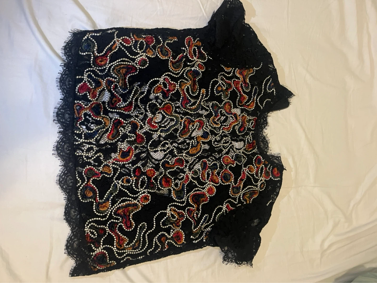 Zara Black Lace Top with Zipper Detail