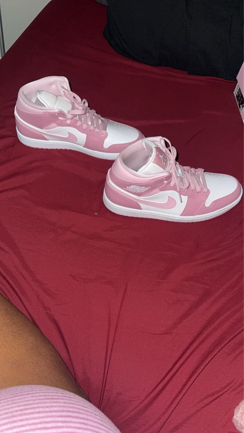 Air Jordan 1 Mid Pink White Sneakers - photo 4