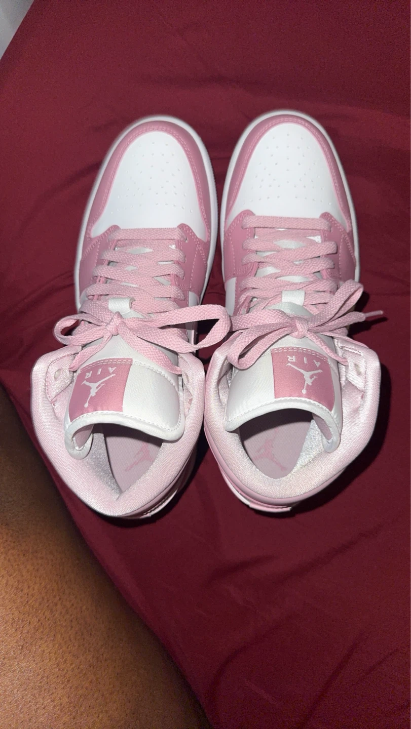 Air Jordan 1 Mid Pink White Sneakers