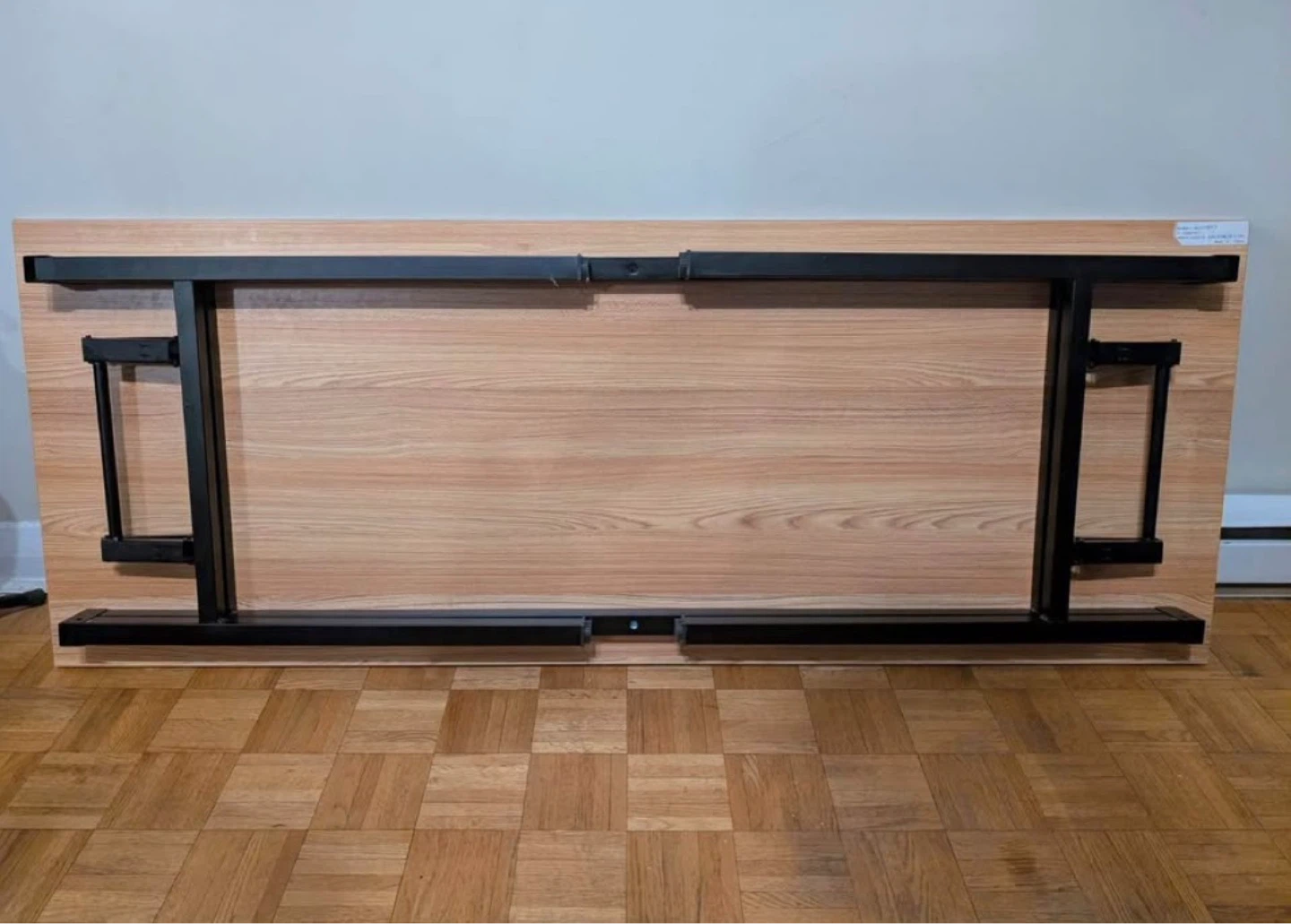 62 Inch Folding Desk - Light Wood Top with Black Frame - photo 2