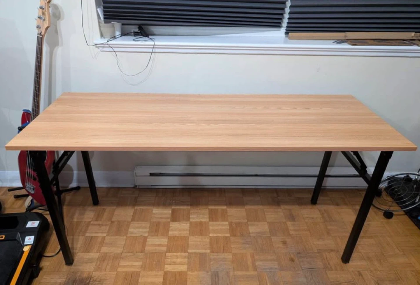 62 Inch Folding Desk - Light Wood Top with Black Frame - photo 3