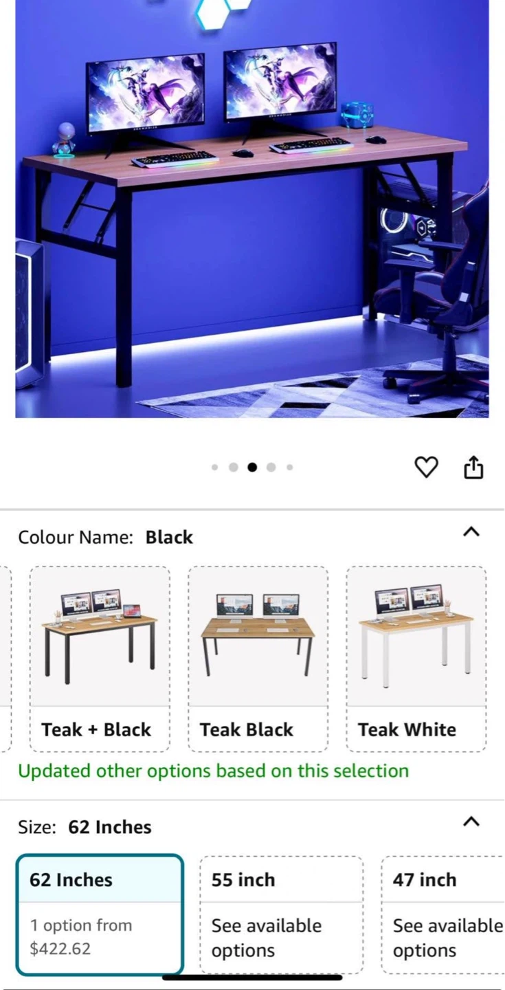 62 Inch Folding Desk - Light Wood Top with Black Frame - photo 4