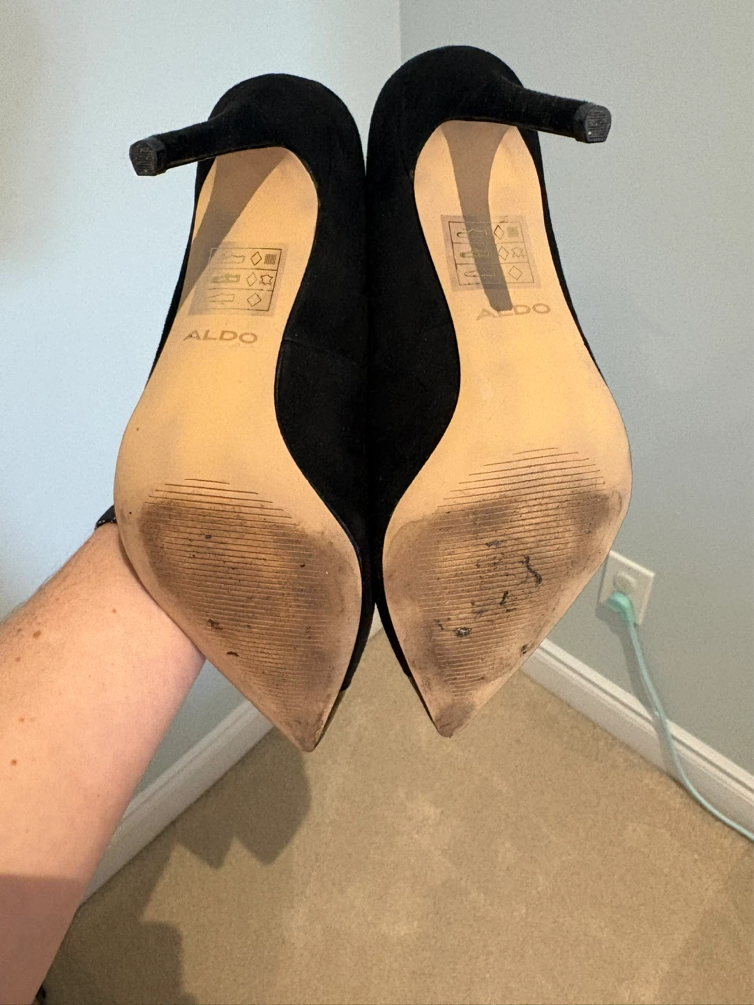 ALDO Black Suede & Patent Pointed Toe Heels - photo 3