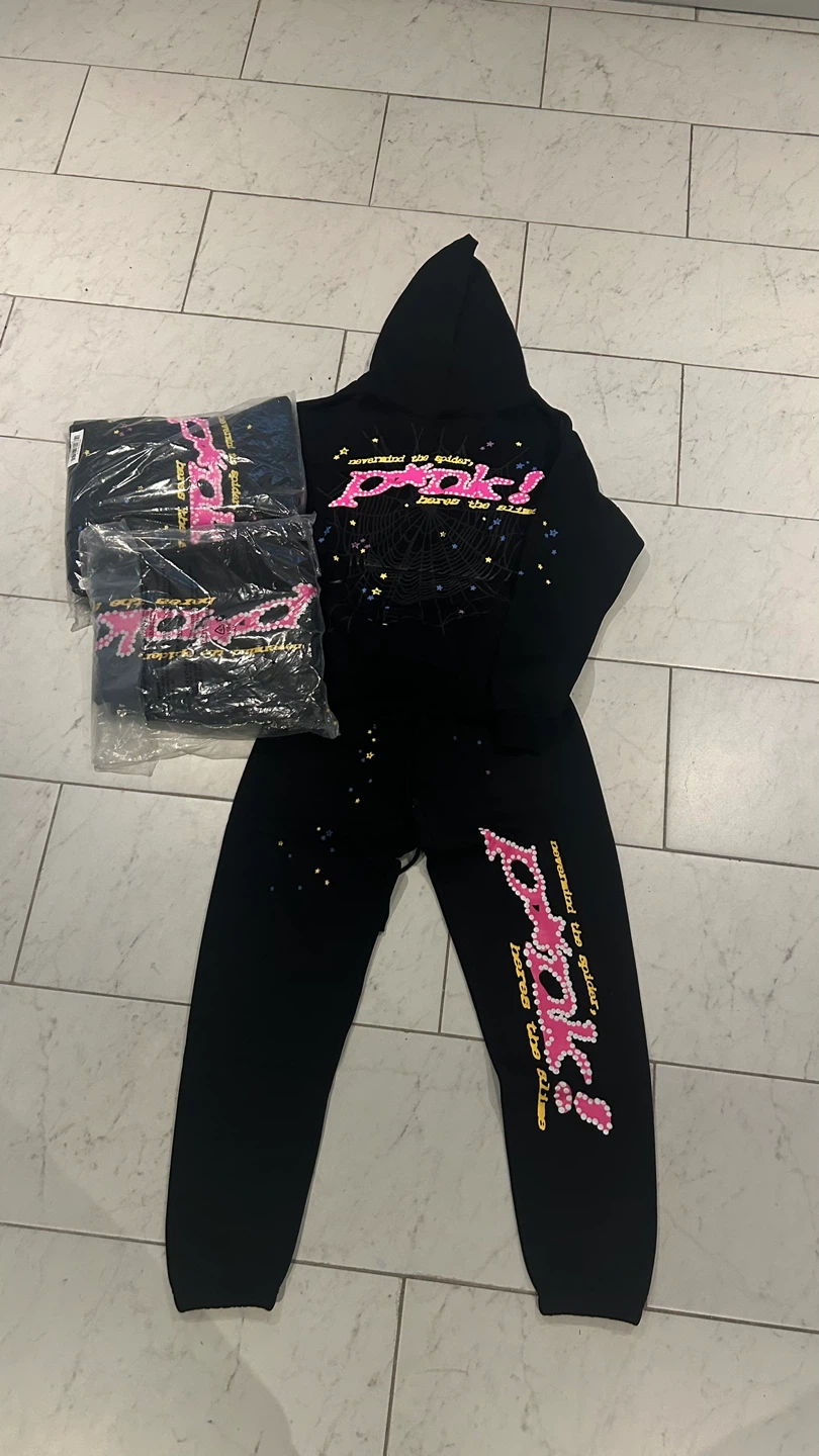 Sp5der Worldwide Hoodie and Sweatpants Set Black Size S