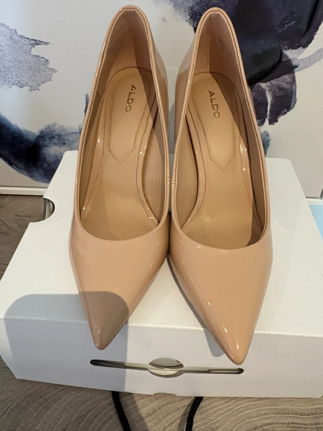 ALDO Women's Beige Patent Leather Stiletto Pumps