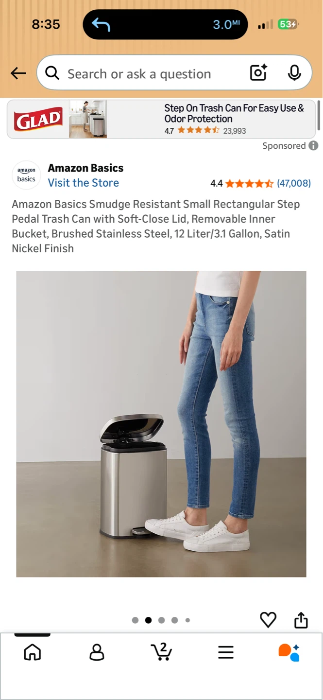 Simplehuman Stainless Steel small Trash Can - photo 2