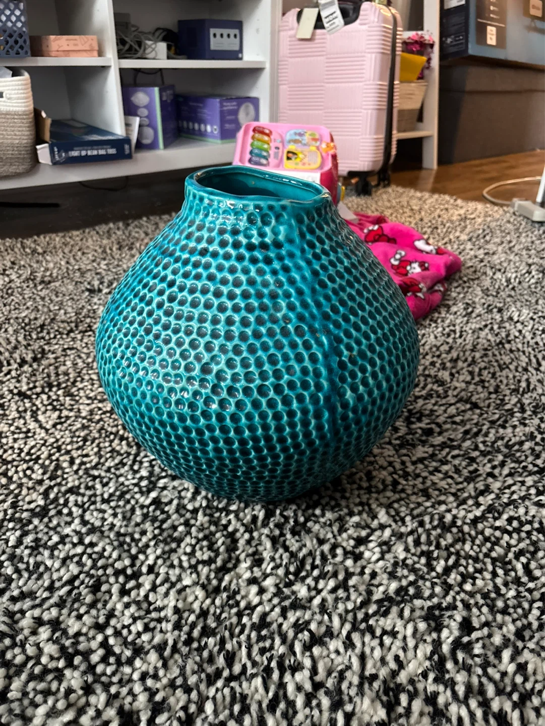 Teal Textured Ceramic Vase - photo 2