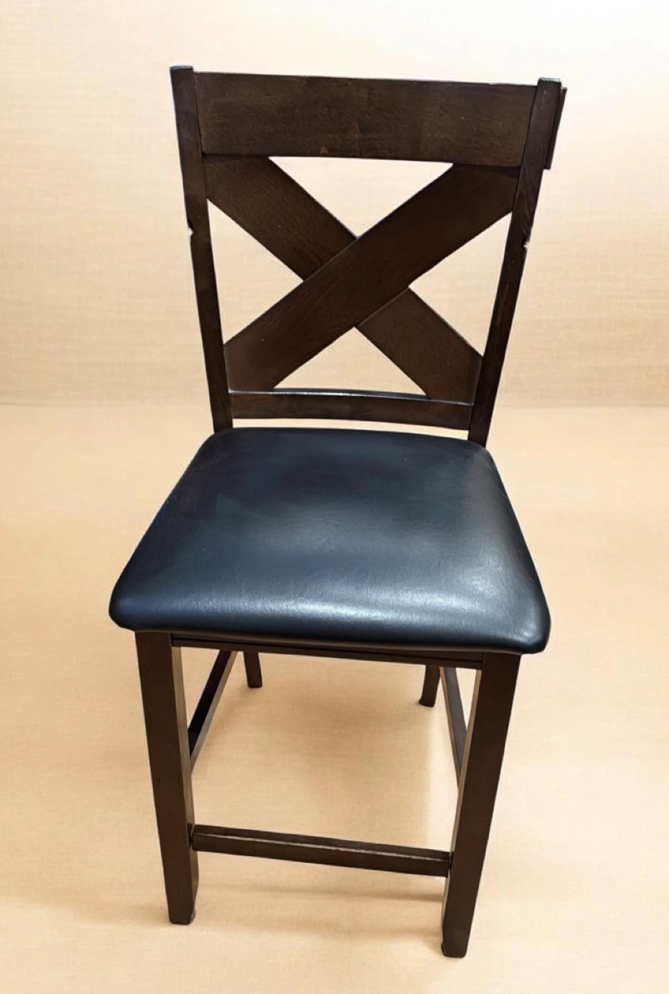 Dark Wood Accent Chair with Black Padded Seat