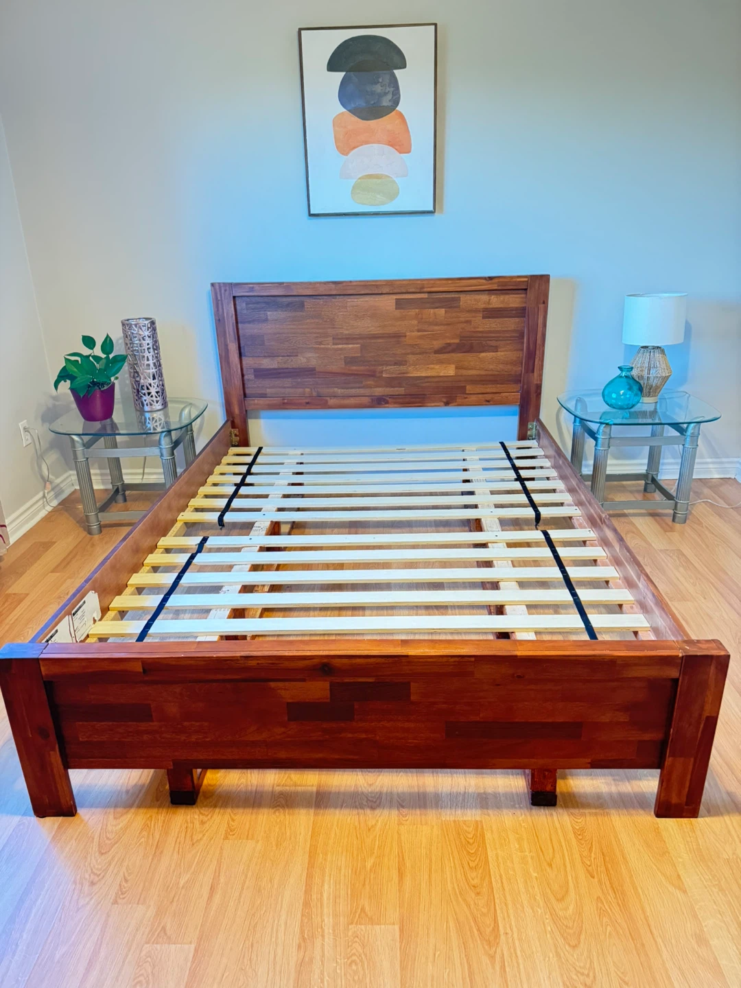Queen Bed Frame Set (Structube) + 2 Glass Top Side Tables – OBO - photo 5