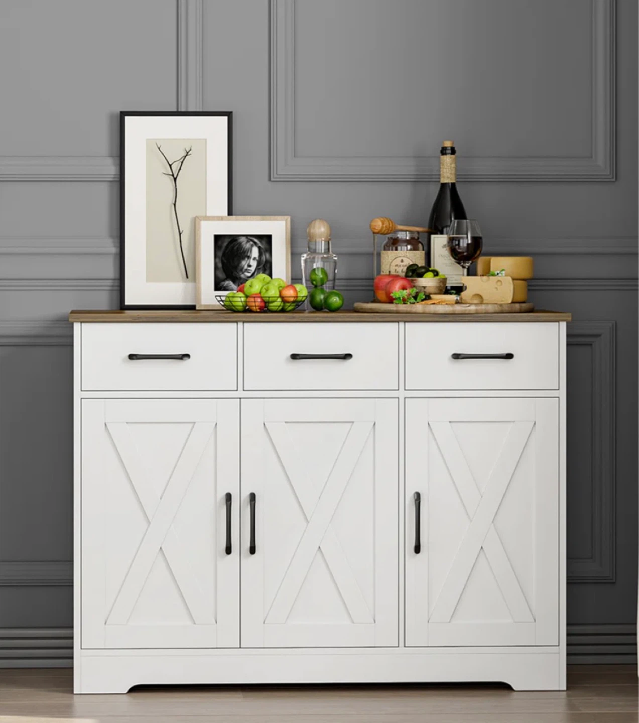 White Sideboard with 3 Drawers and 3 Cabinets - photo 5