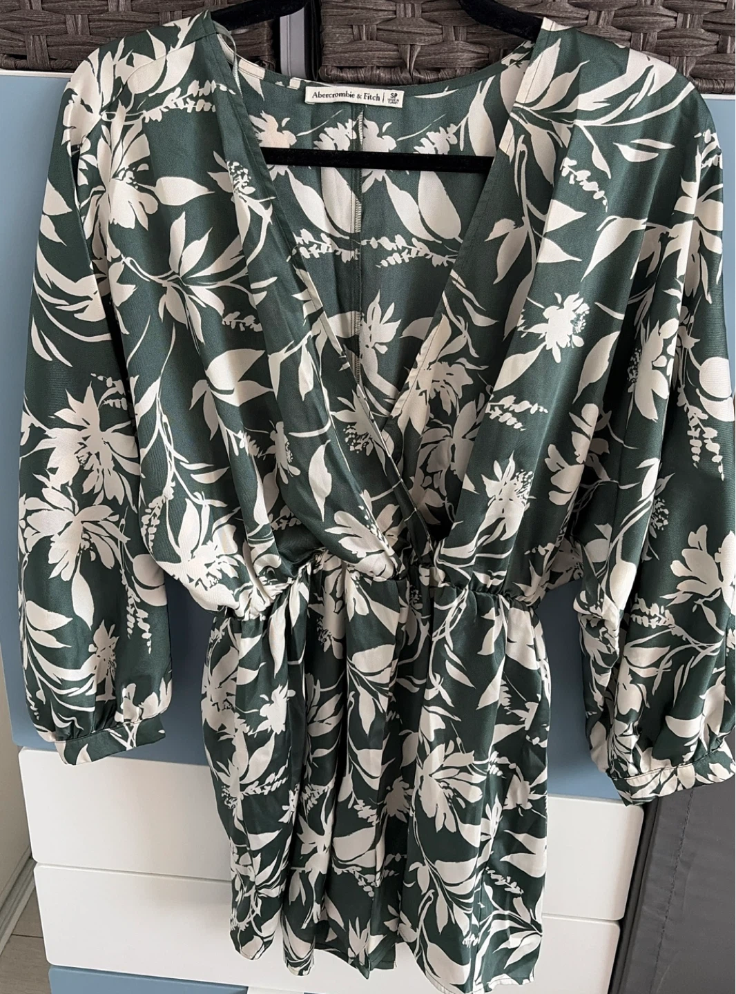 Green Floral Printer Romper Dress