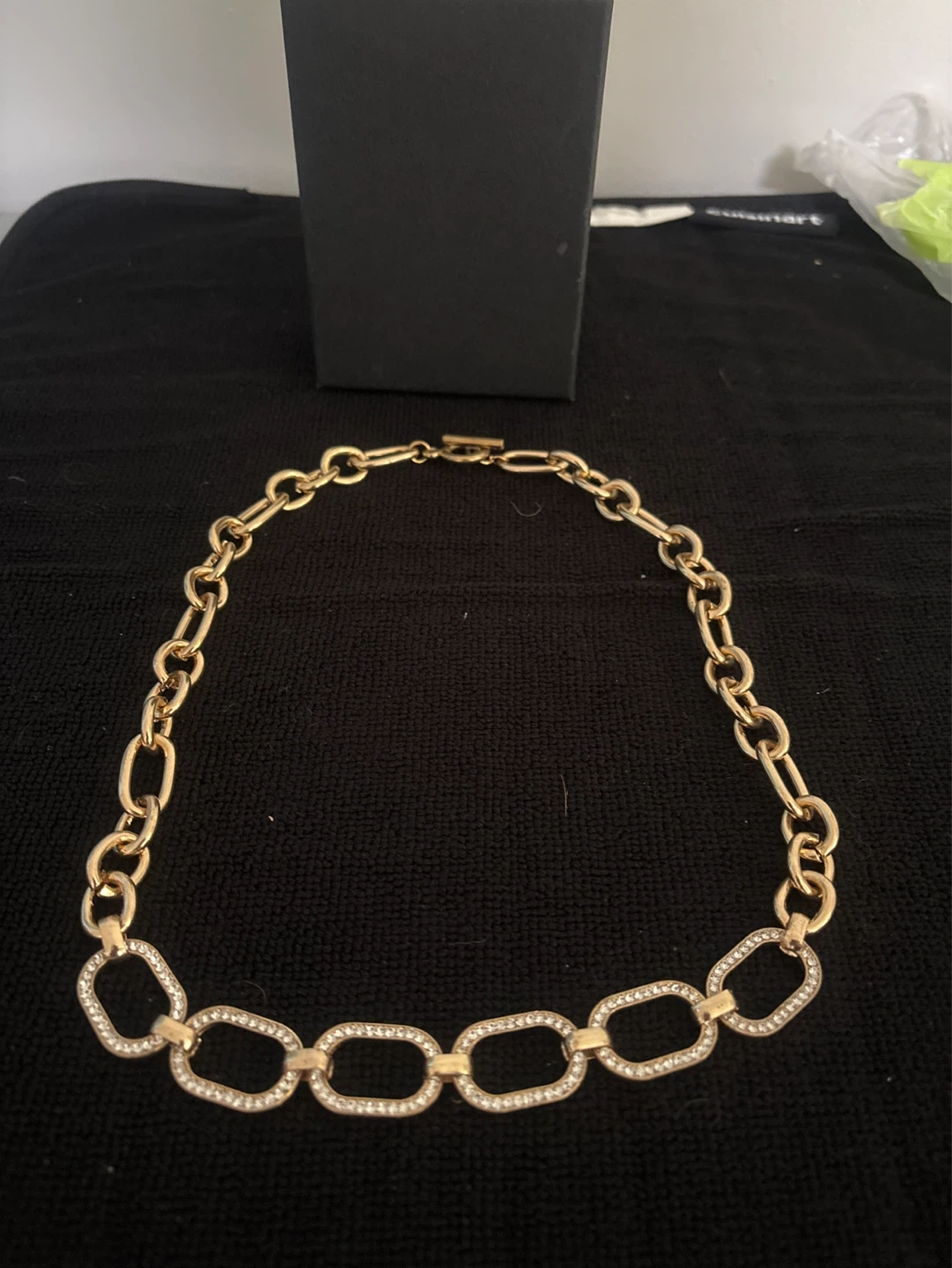 New Gold Chain Necklace with Rhinestone Accents - photo 2