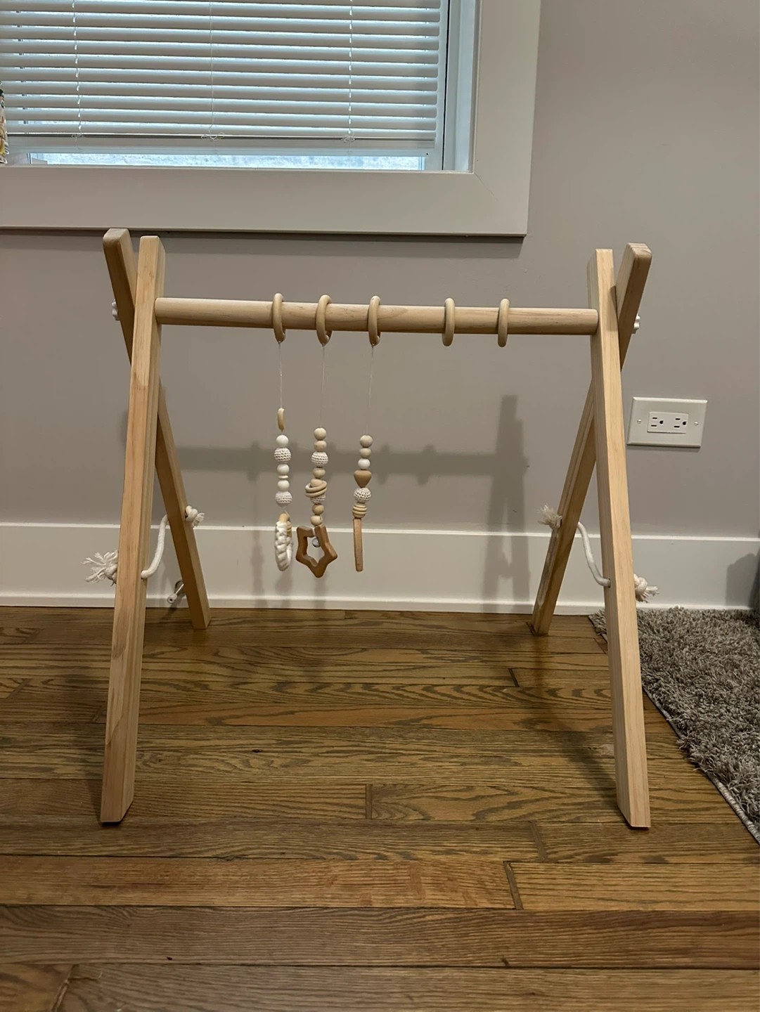 Wooden Baby Play Gym with Hanging Toys