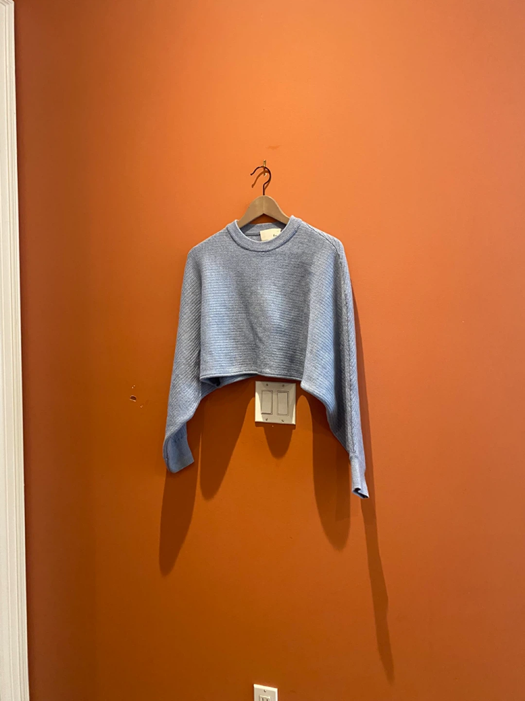 Aritzia Light Blue Cropped Ribbed Sweater