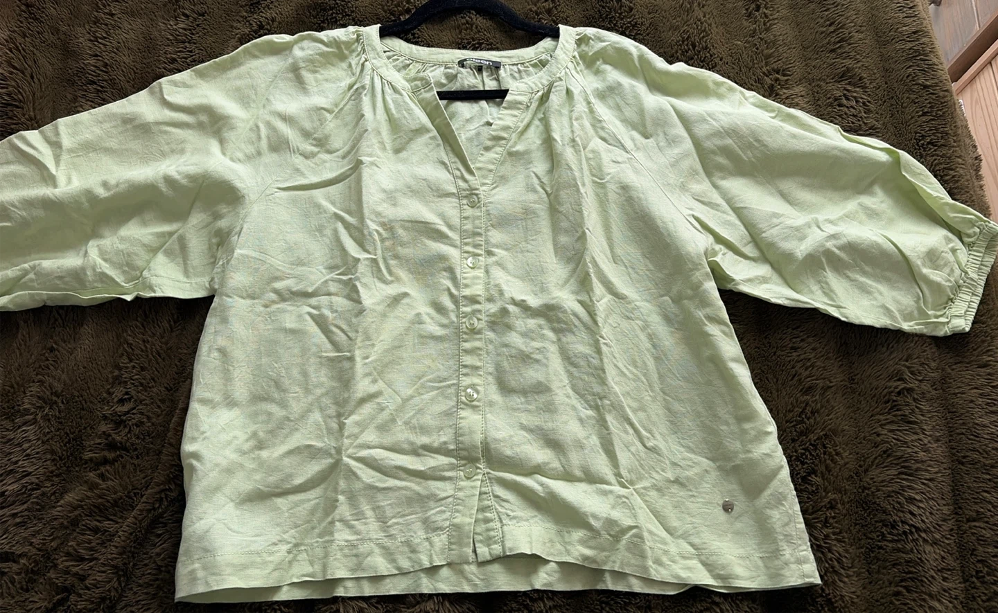 Linen Blend V-Neck Blouse