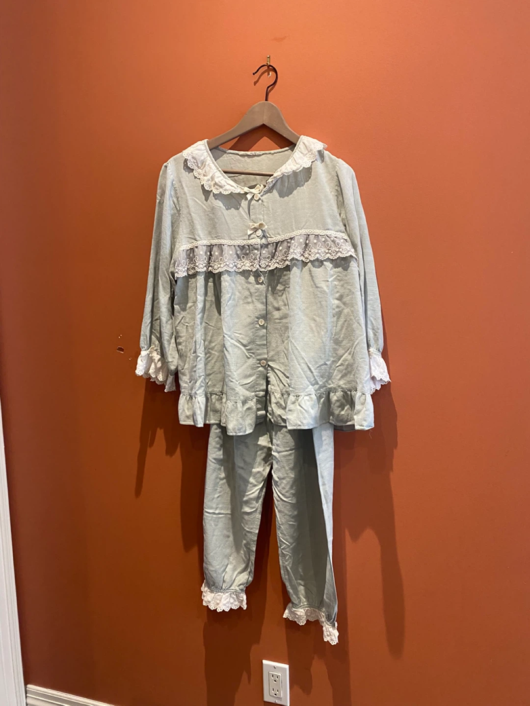mint Lace Trim Pajama Set