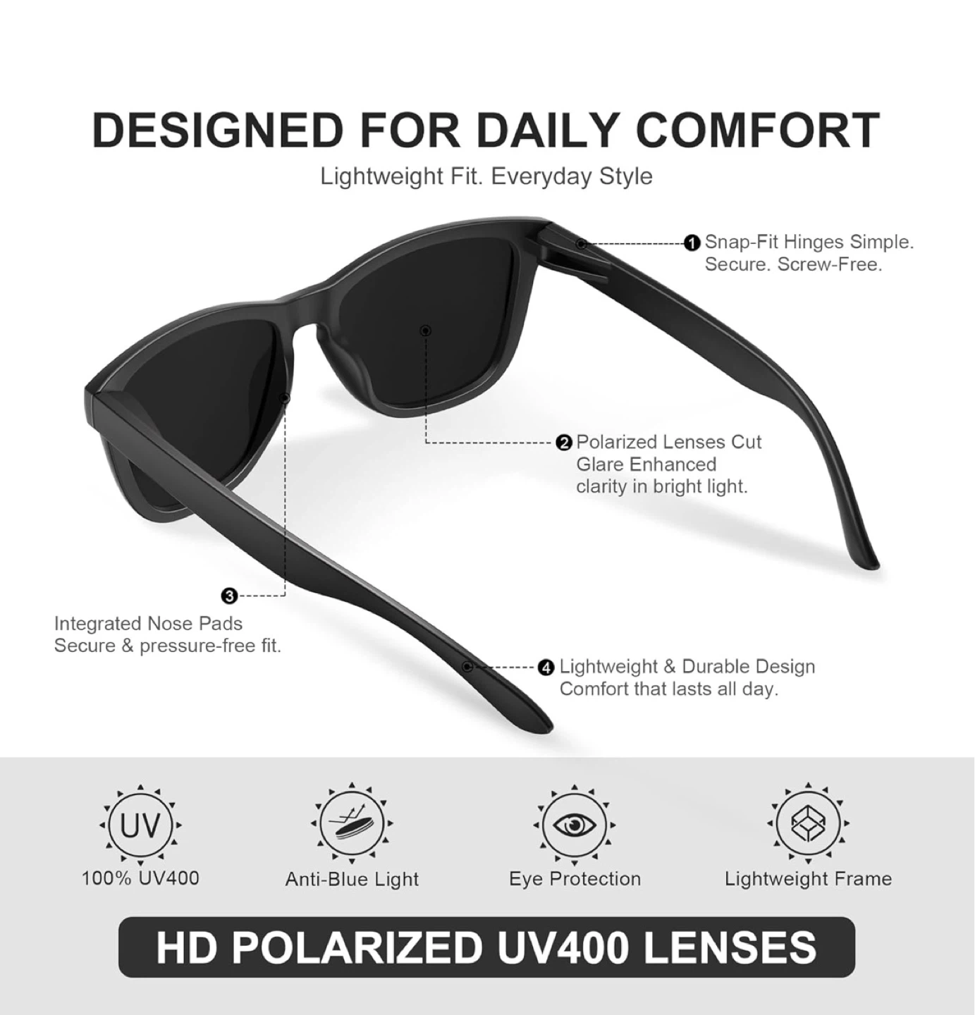 PIRLUNVS Polarized Sunglasses UV400 3 pack - photo 2
