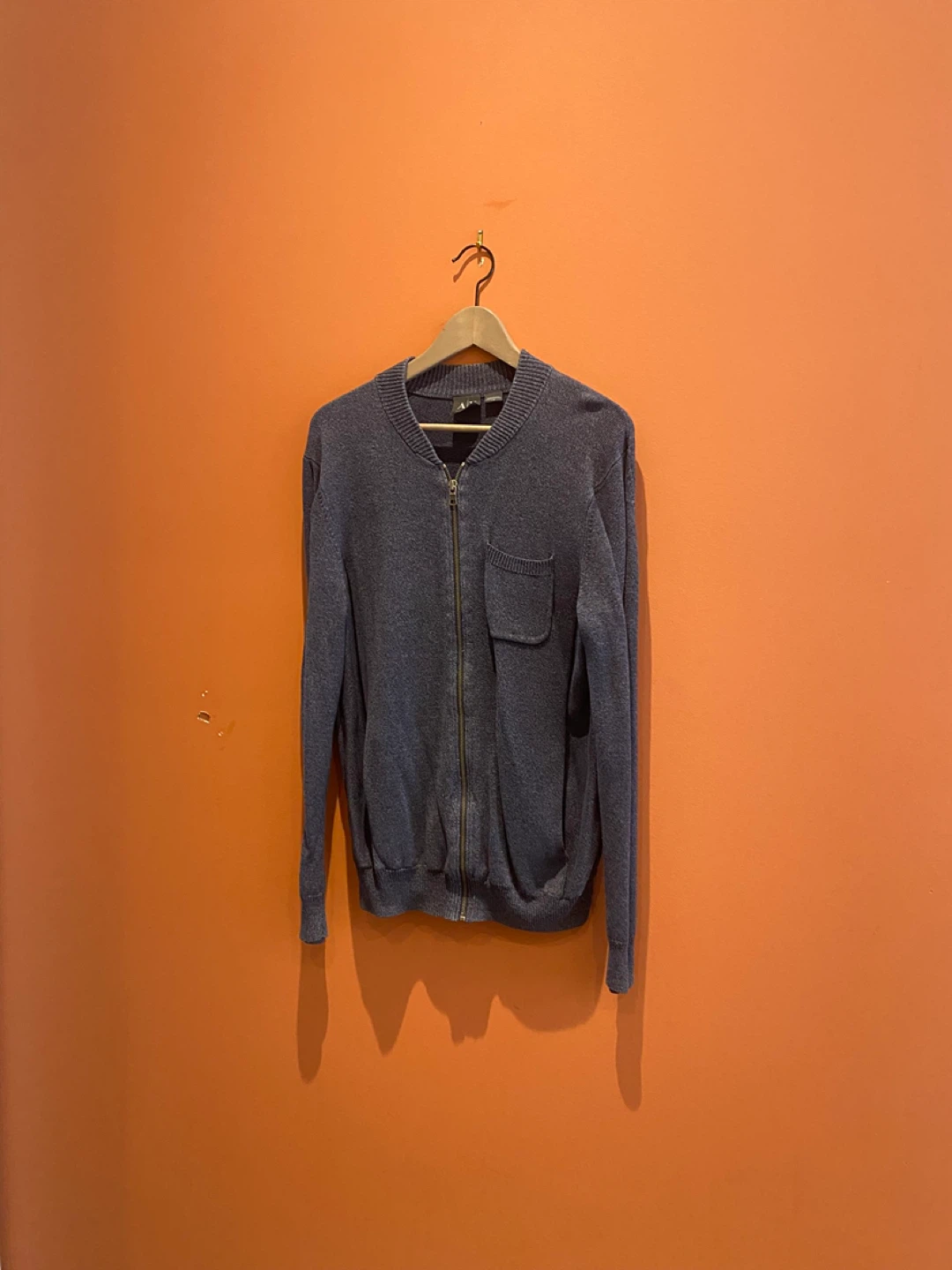 Armani Blue Zip-Up Cardigan