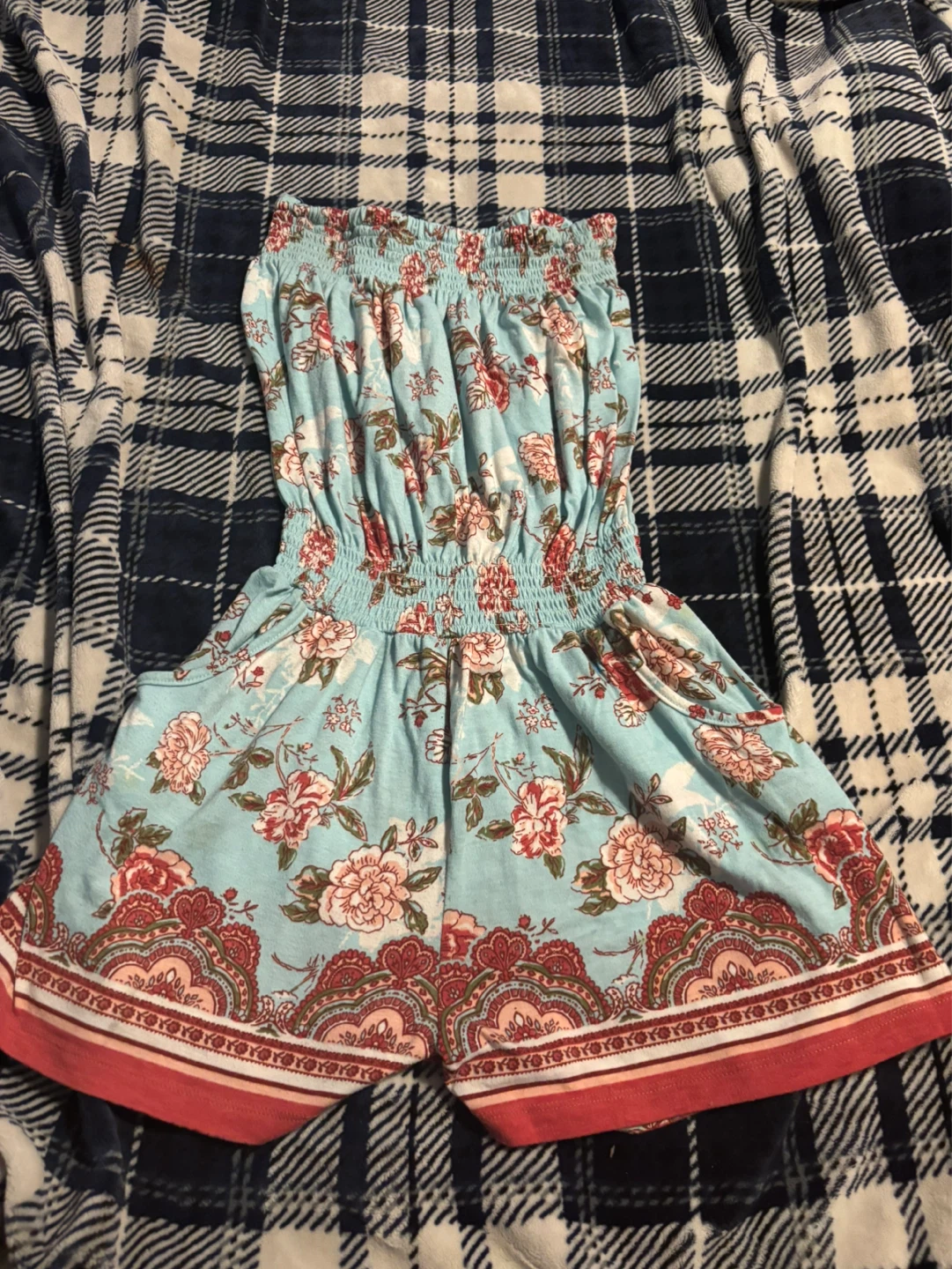 STYLE Women's Floral Smocked Romper M/M