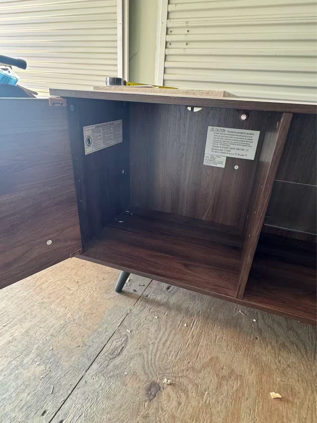 Dark Wood TV Stand with Cabinet Doors - photo 4
